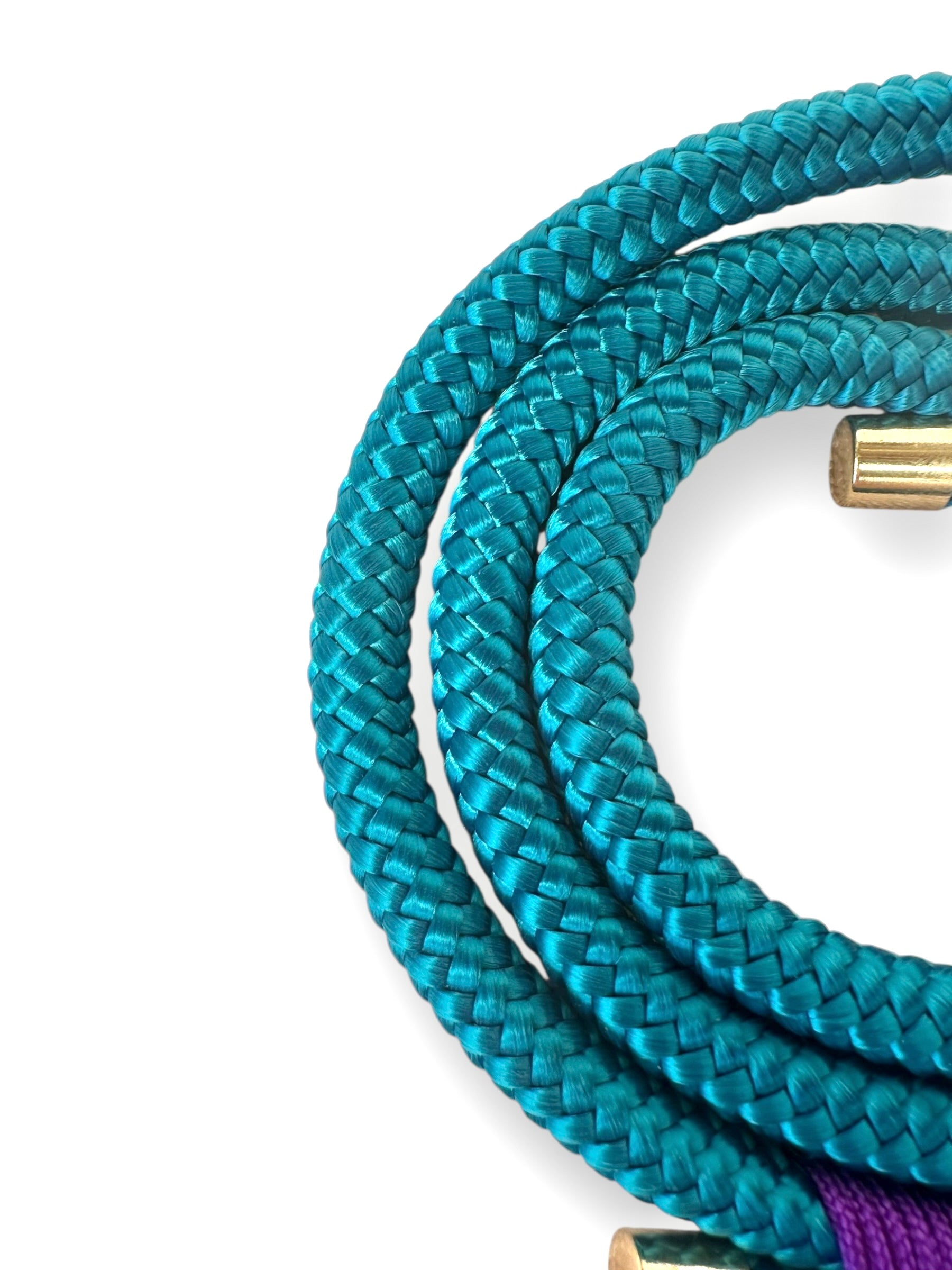 Hundeleine aus 10mm dickem Tau in der Farbe Blau mit lila Details - Seil