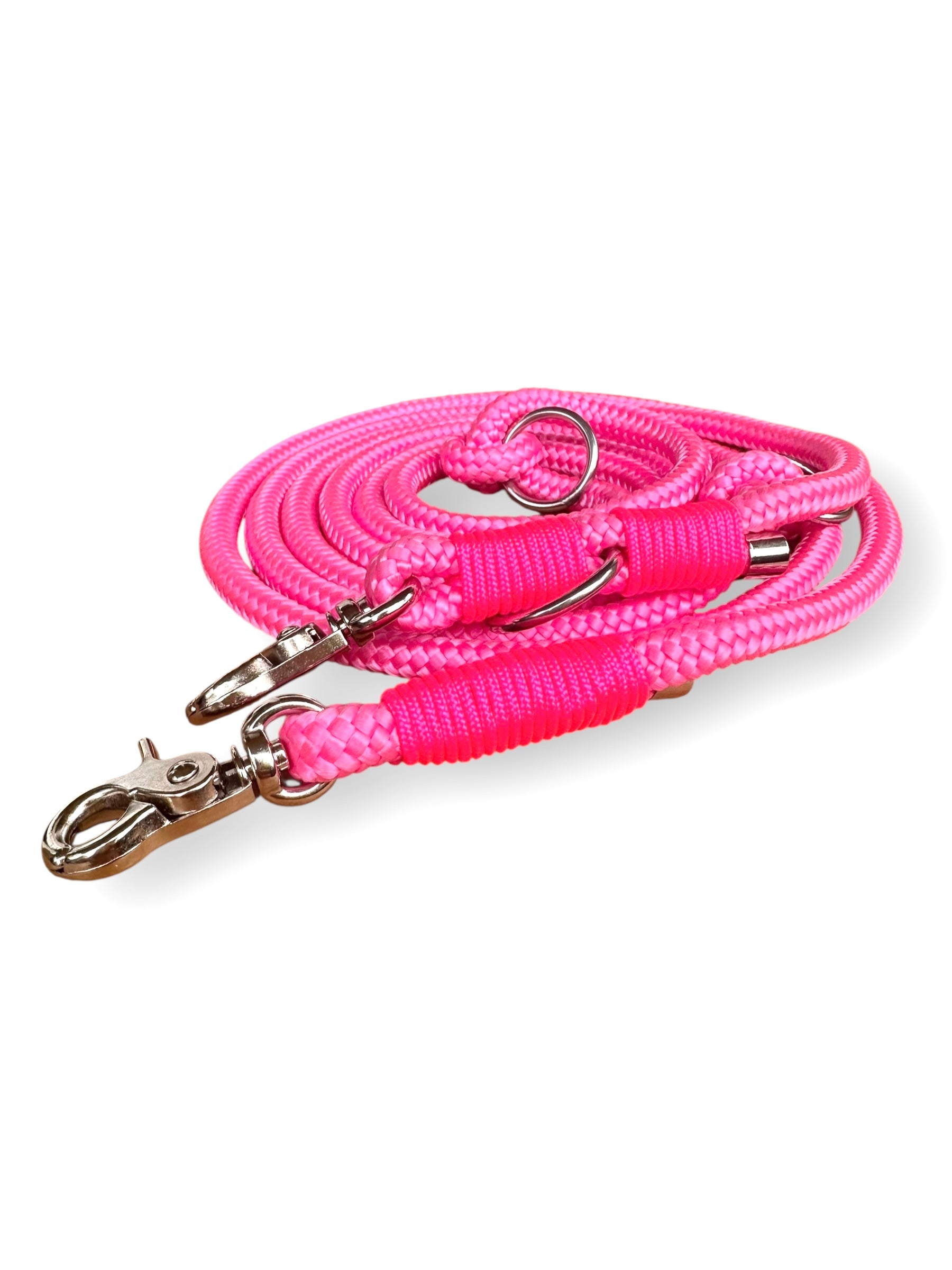 Hundeleine aus 8mm starken Tau in Neon rosa