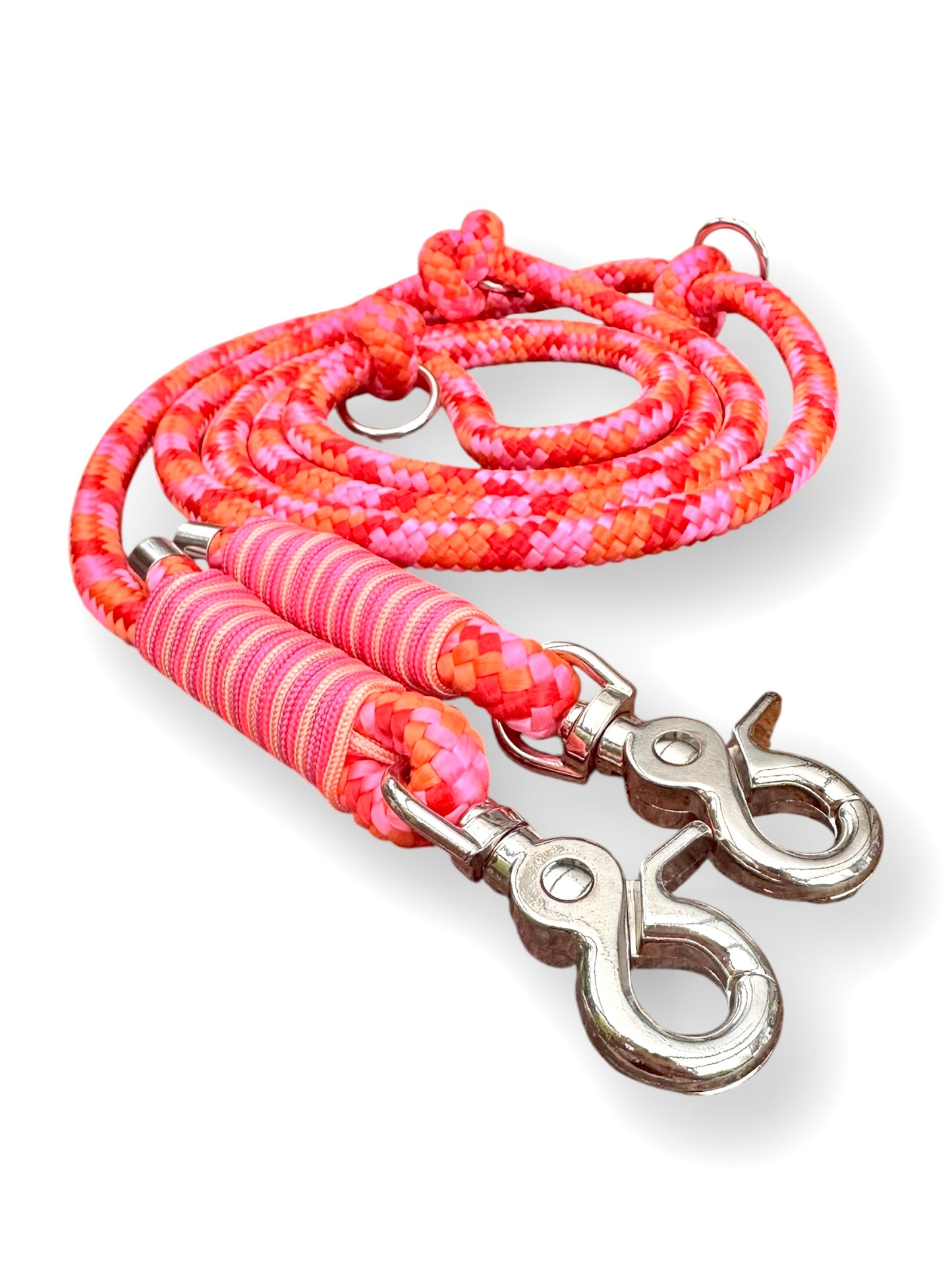 Hundeleine aus 10mm starken Tau in Orange, rot und rosa - Candy Stick 