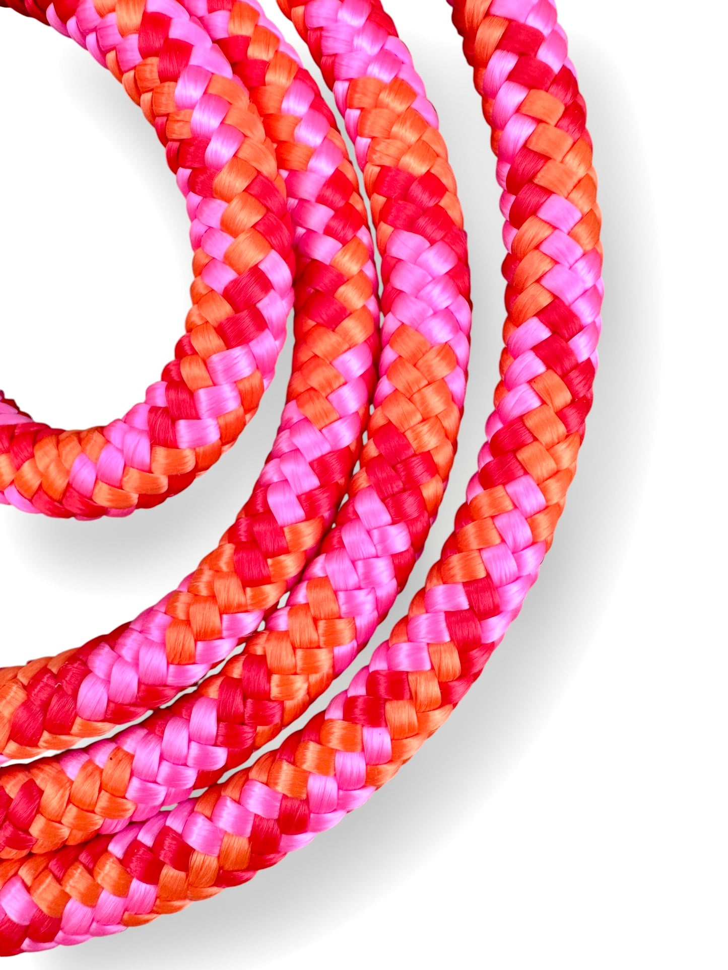 Hundeleine aus 10mm starken Tau in Orange, rot und rosa - Candy Stick - Detailansicht Seil