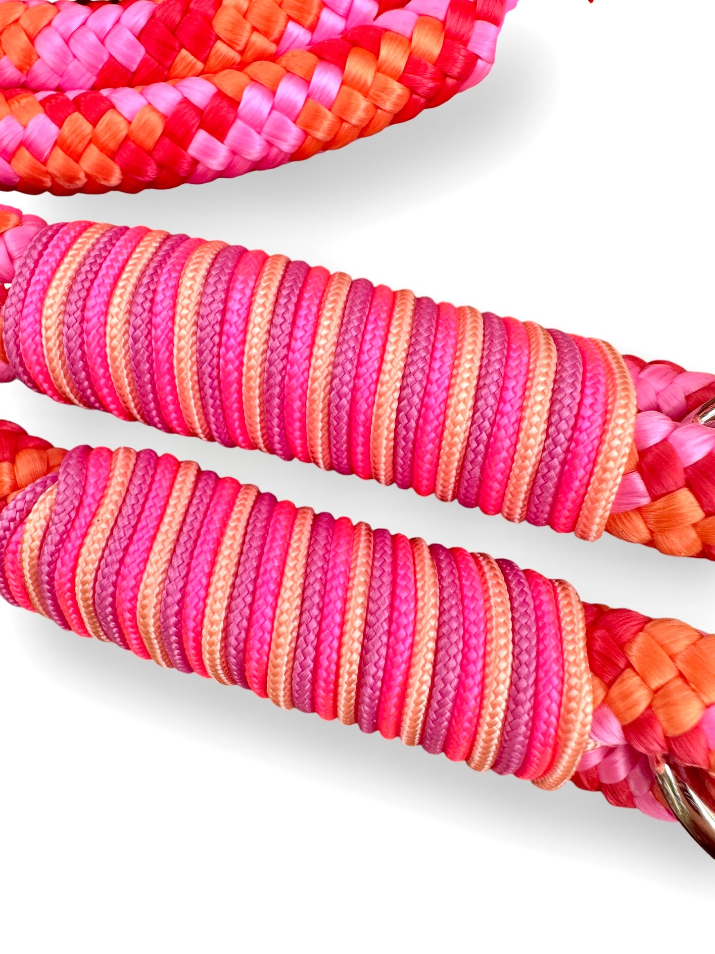 Hundeleine aus 10mm starken Tau in Orange, rot und rosa - Candy Stick - Umwickelung