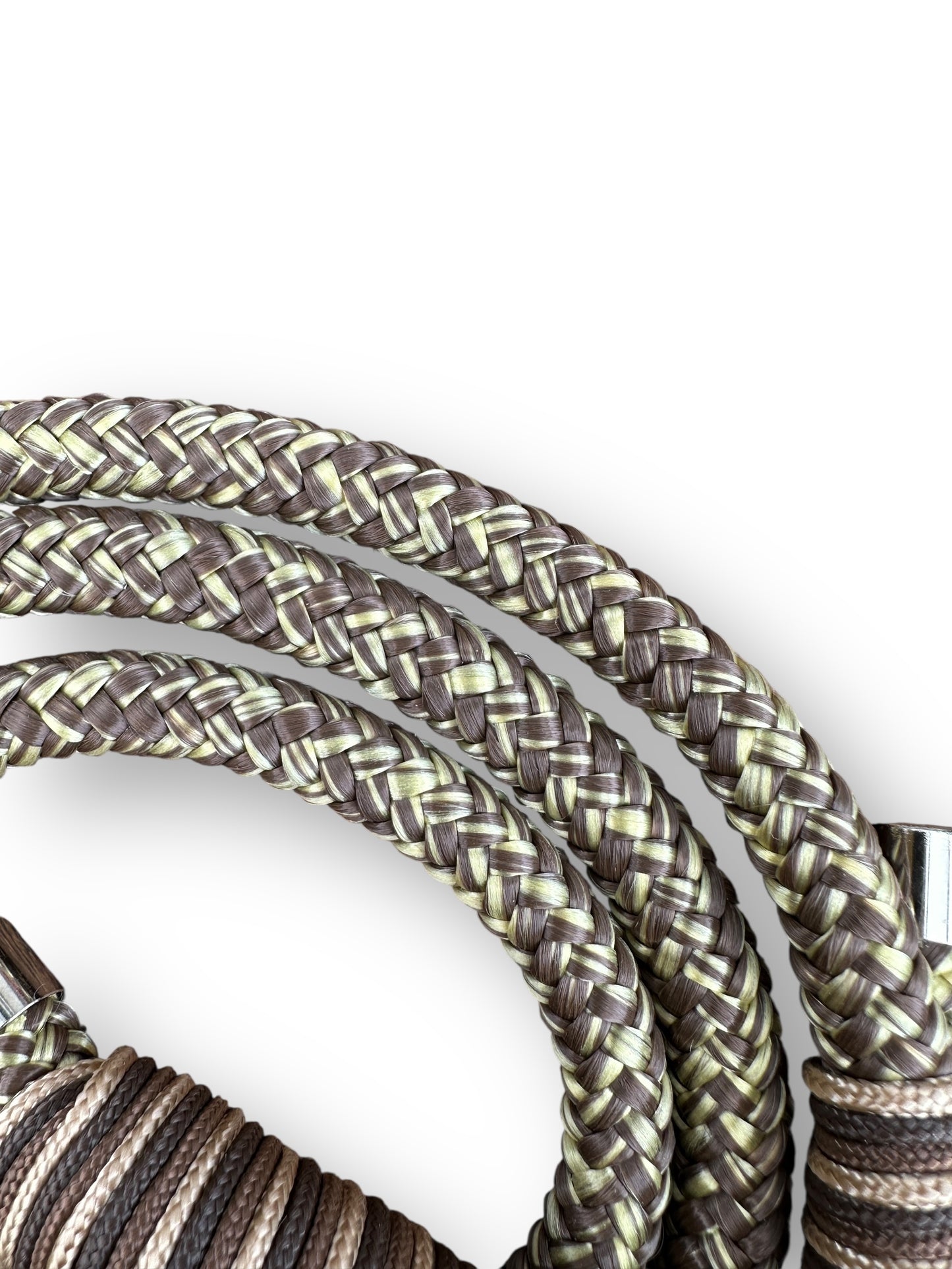 Hundeleine aus 10mm starken Tau in Rusty Gold mit braunen und beigen Details - Detailansicht seil