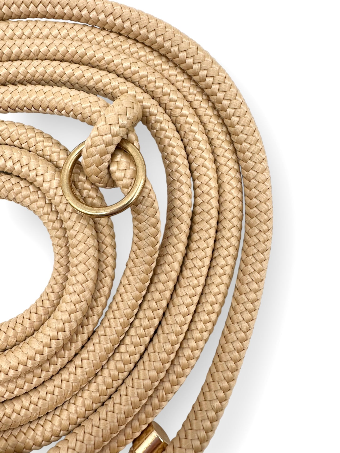 Hundeleine aus 8mm starken Seil Inder Farbe Sand mit grün Pepper, Ultra neon gelb und Fire orange Details - Seil