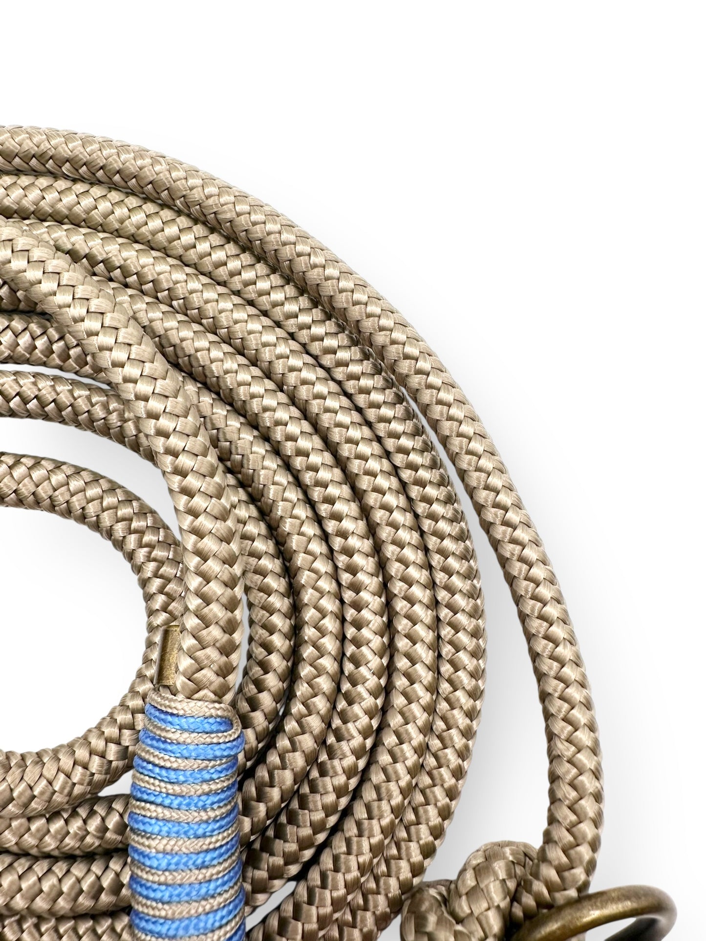 Hundeleine aus Tau in tan mit dark baby blauen Details aus 8mm starken Seil -Seil