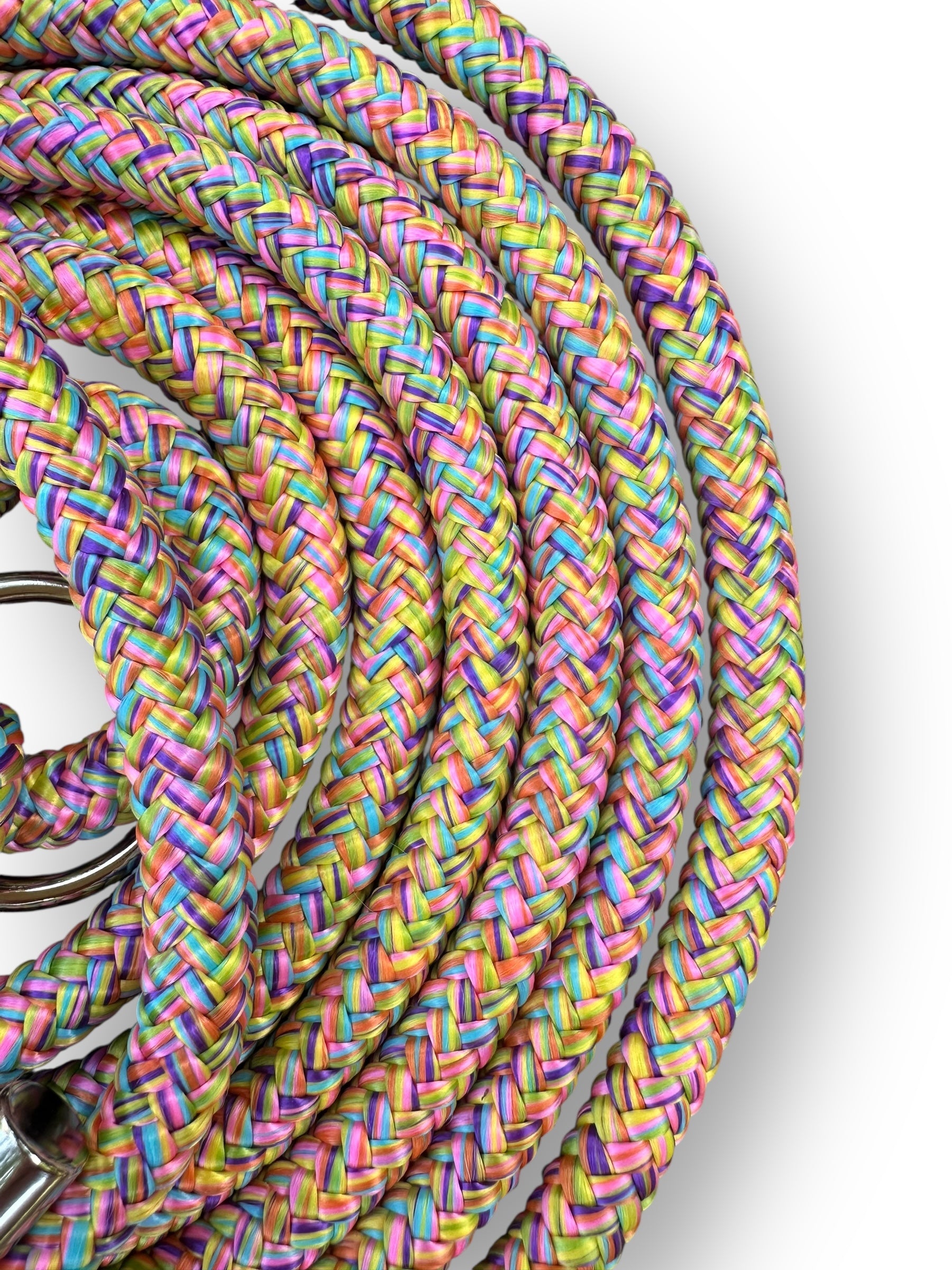 Hundeleine aus 10mm Tau in der Farbe Flower Power mit hellblauen Details Seil