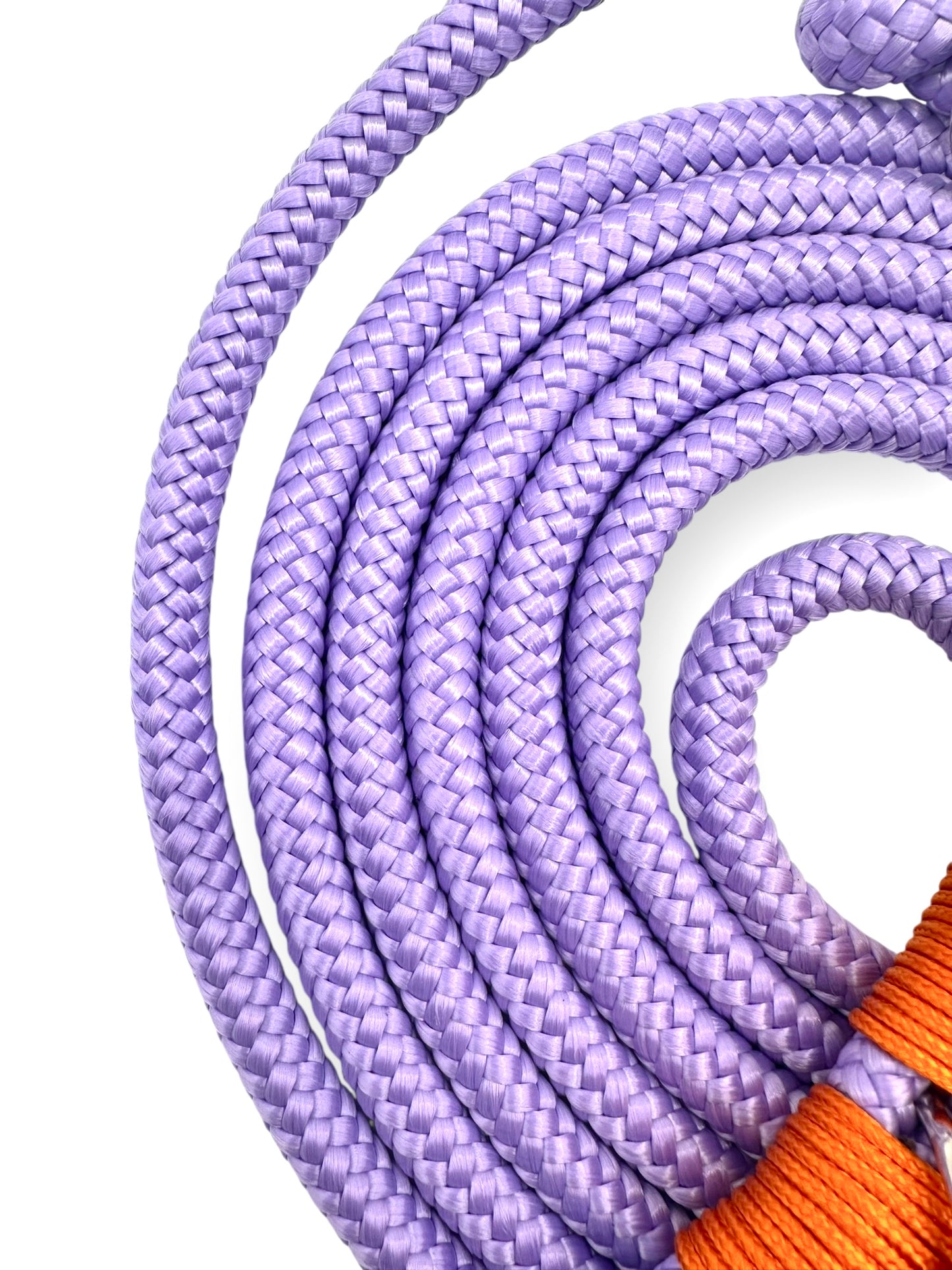 Hundeleine aus 10mm starken Tau in der Farbe bright lila und apricot orange - Seil