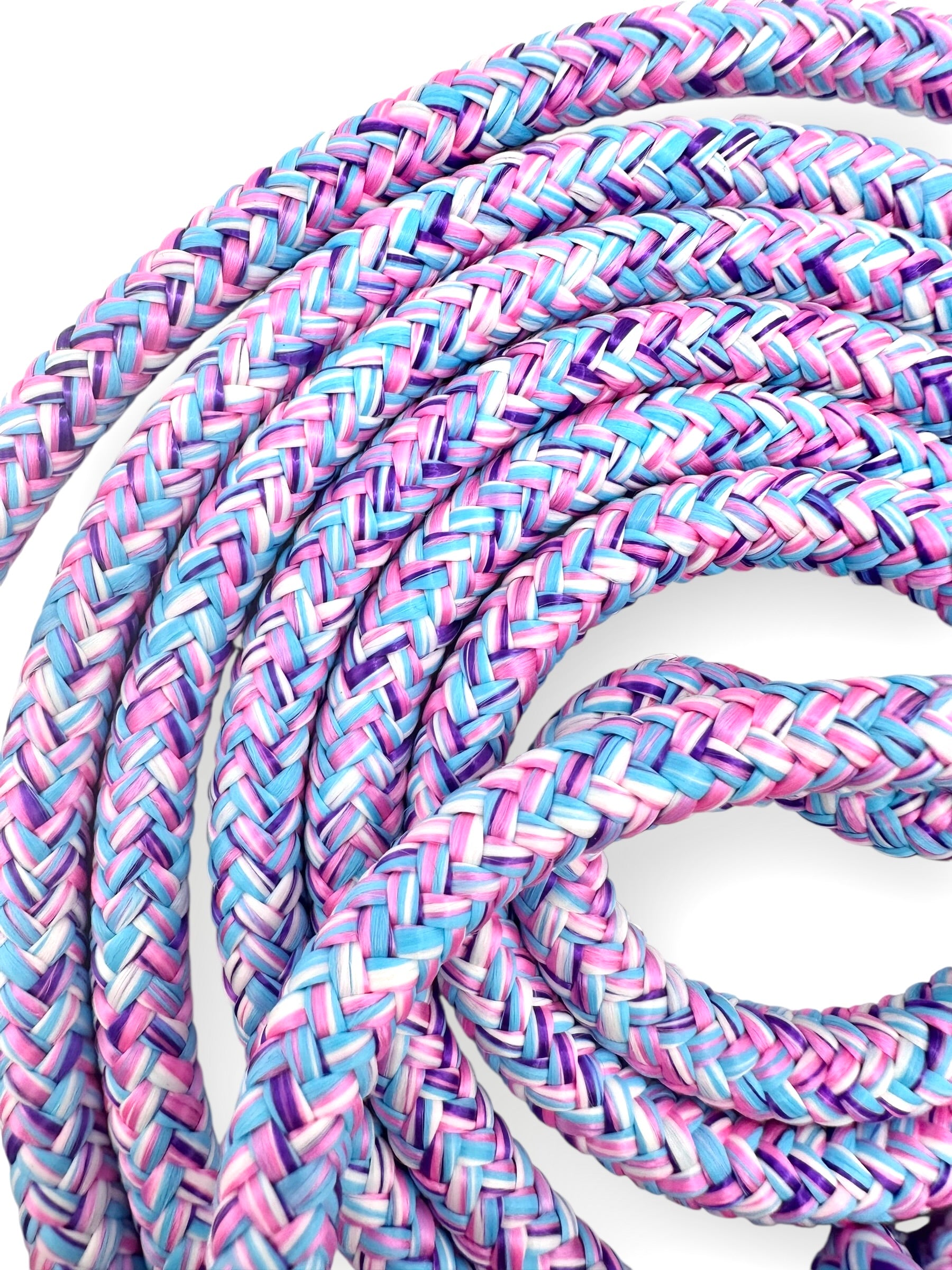 Hundeleine aus 10mm starken Tau in der Farbe Littel Pony und pale Lavendel, Rose rosa Details - Nahaufnahme seil