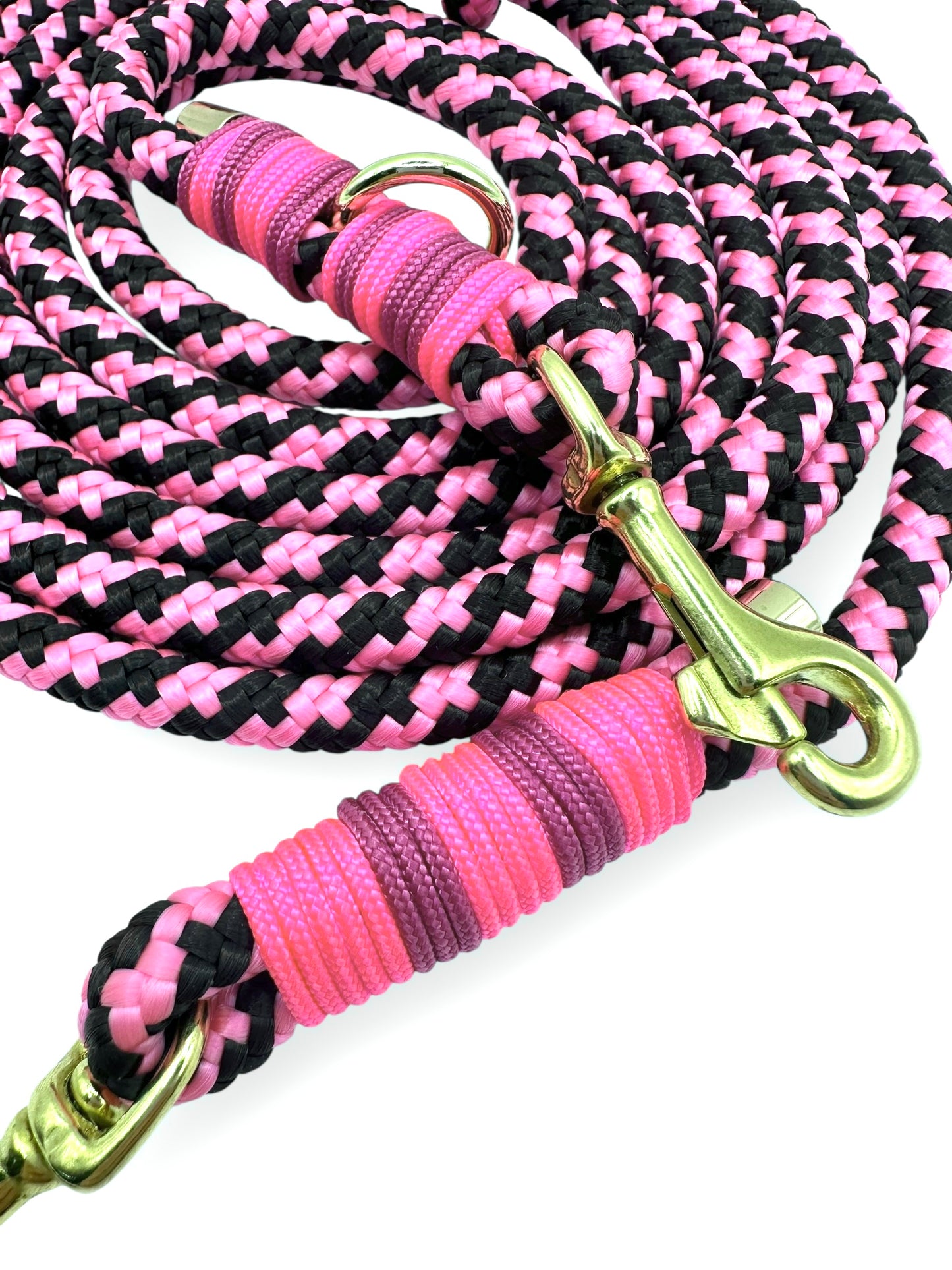 Hundeleine aus Tau in rosa und schwarz Rosa noche pink 