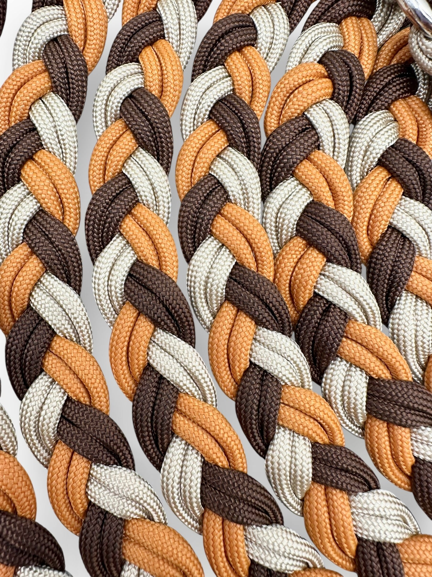 Hundeleine geflochten aus Pracord in Mustern, Café Latte und walnut braun Seil