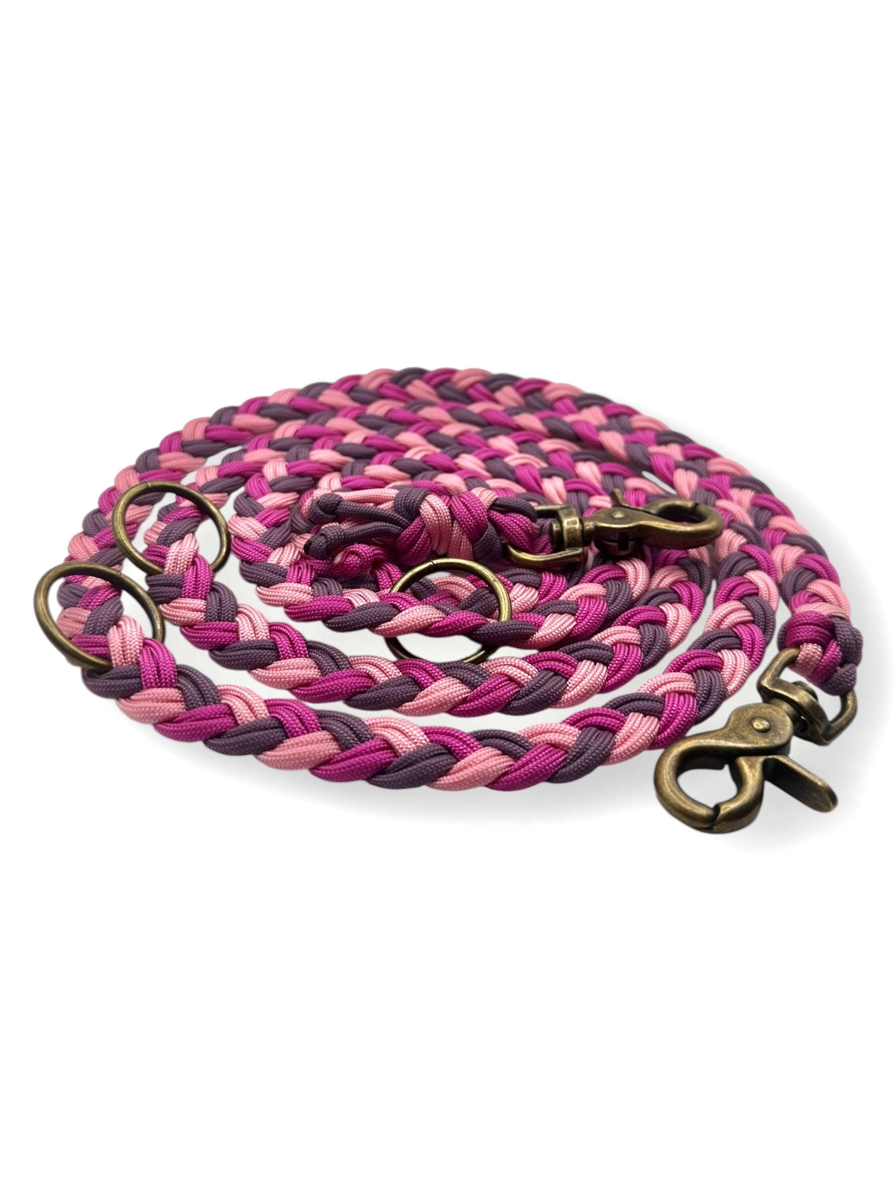 Hundeleine geflochten aus Parcord in den Farben Passion rosa, marvelous mauve & pastel Rosa