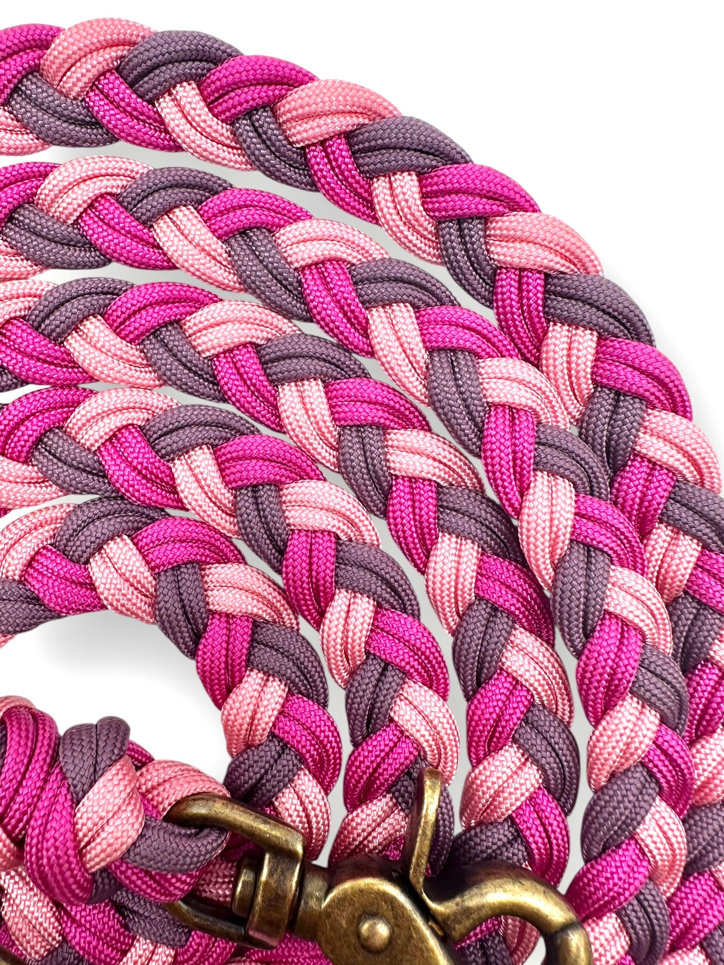 Hundeleine geflochten aus Parcord in den Farben Passion rosa, marvelous mauve & pastel Rosa Seil