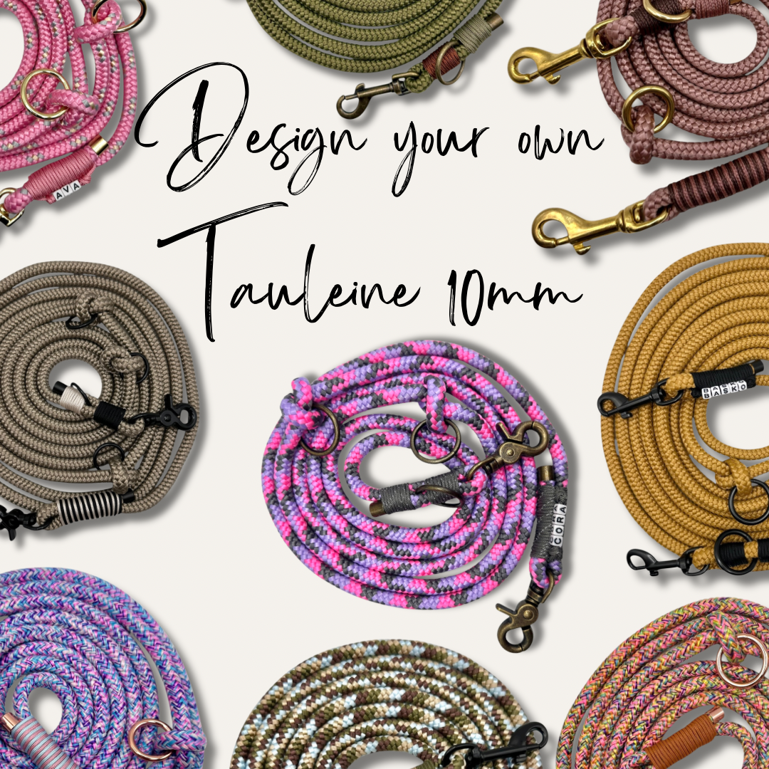 Hundeleine aus Tau 10mm in deiner Wunschfarbe. Designe jedes Detail selbst und personalisiere deine Leine nach Wunsch