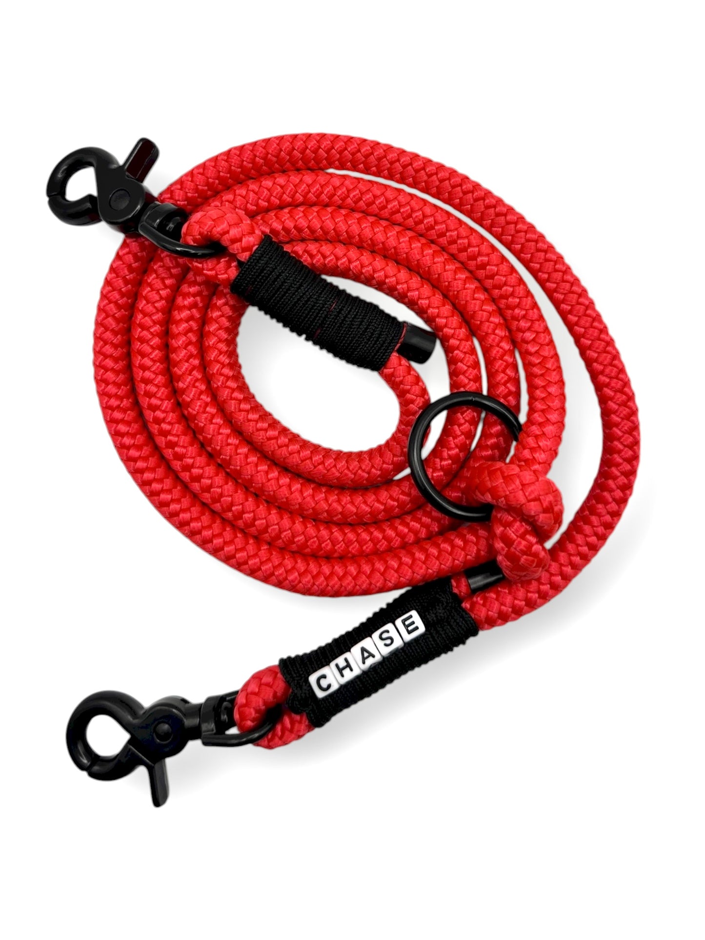 Tau Leine für Hunde in rot mit schwarzen Details 