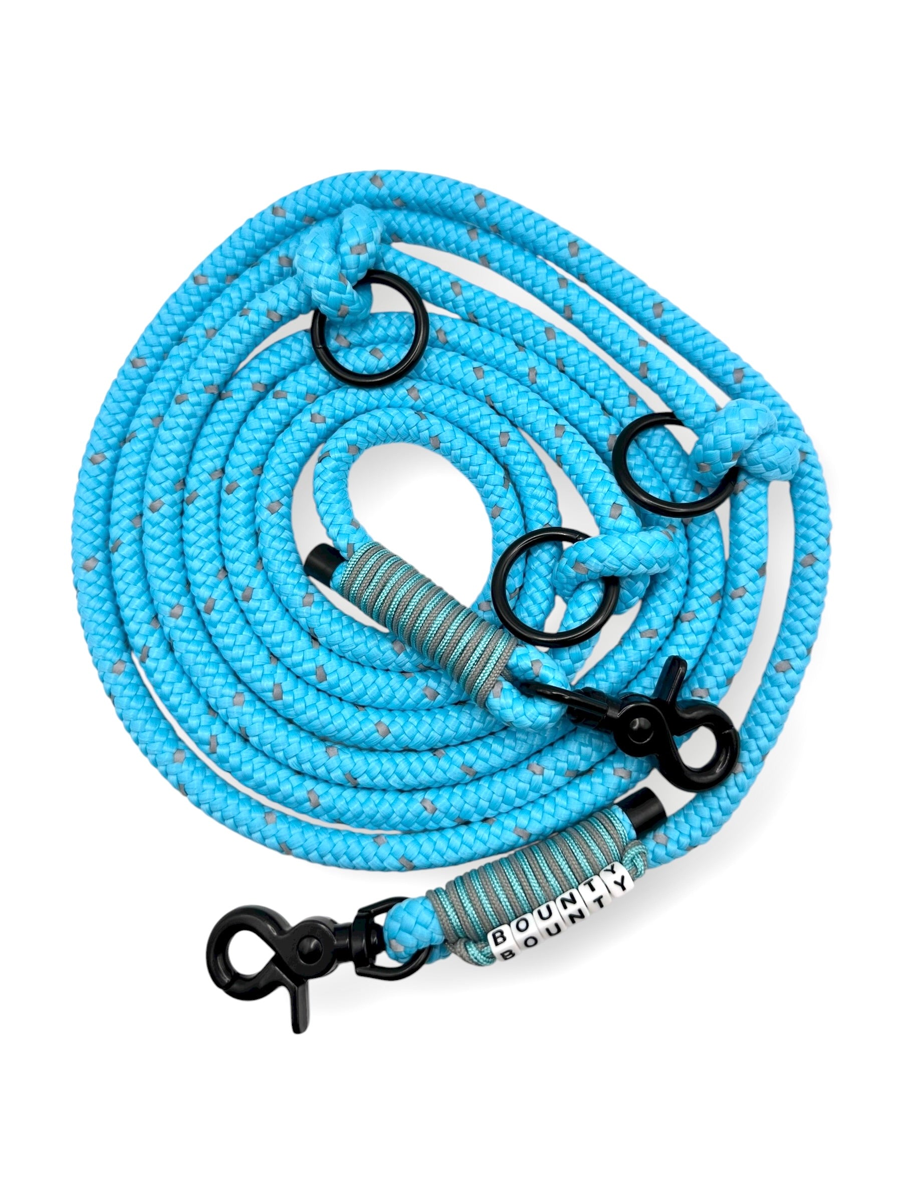 Hundeleine 10mm stark aus Tau mit reflektierenden Details in Türkis. Perfekt für den Herbst und Winter geeignete.