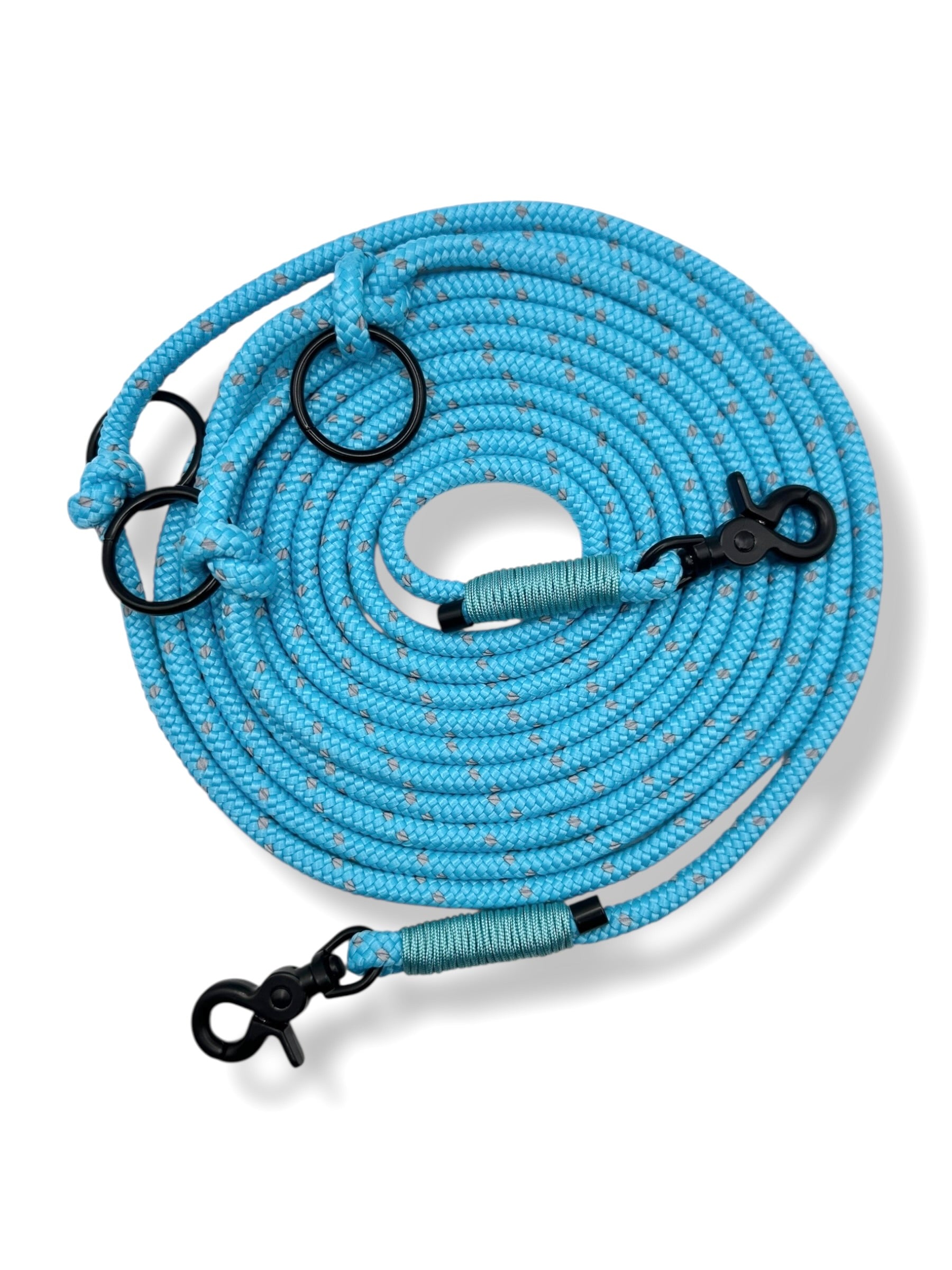 Hundeleine für dunkle Tage mit reflektierenden Details in der Farbe Blau. Weihnachtsgeschenk für alle Hundeliebhaber 