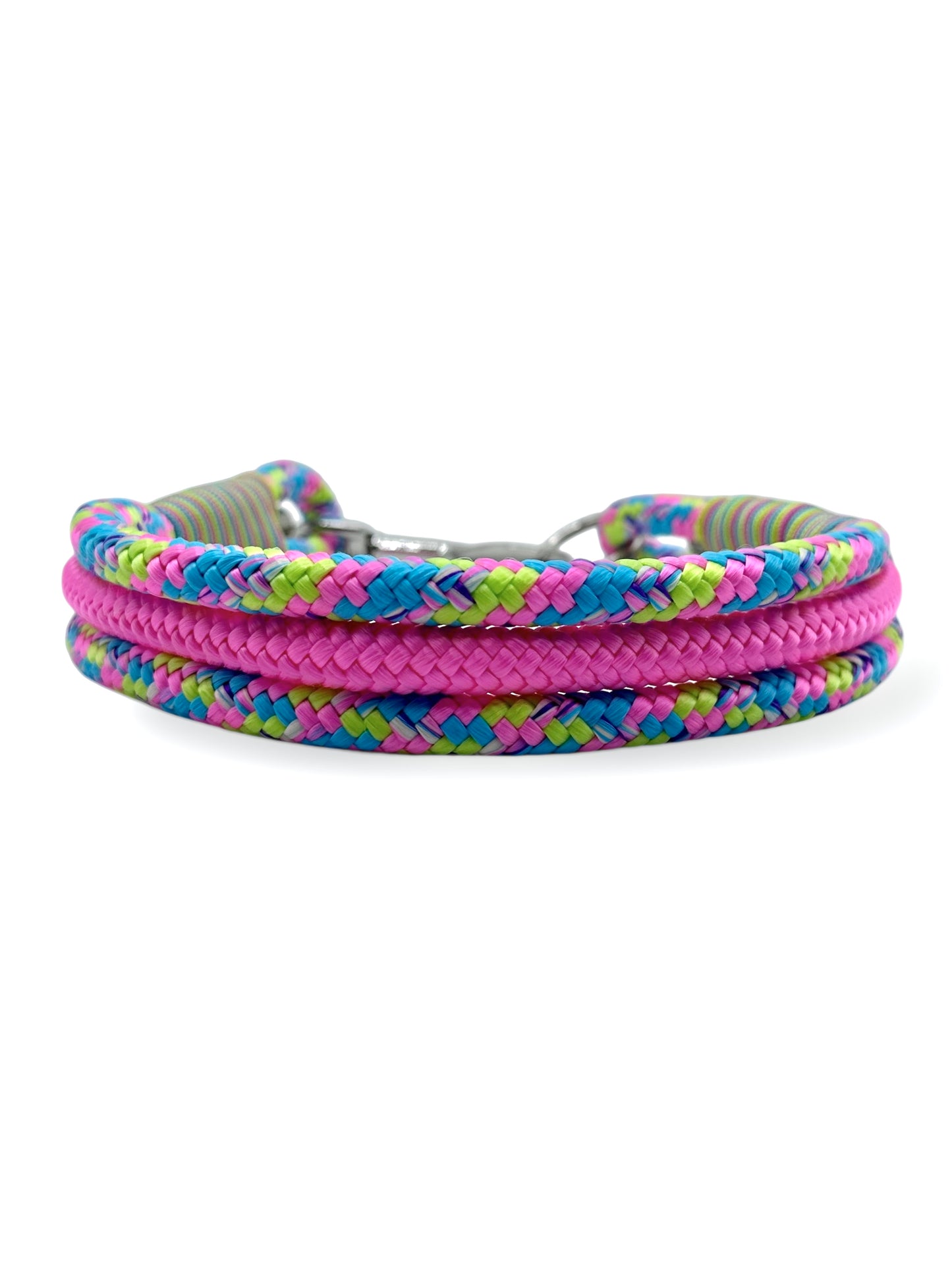Hunde set bestehend aus Tauhalsband und Tauleine in knalligen Neon Farben. lime, Rosa und Blau. Geeignet für mittlere und große Hunde. Hundeset Bubbel gum