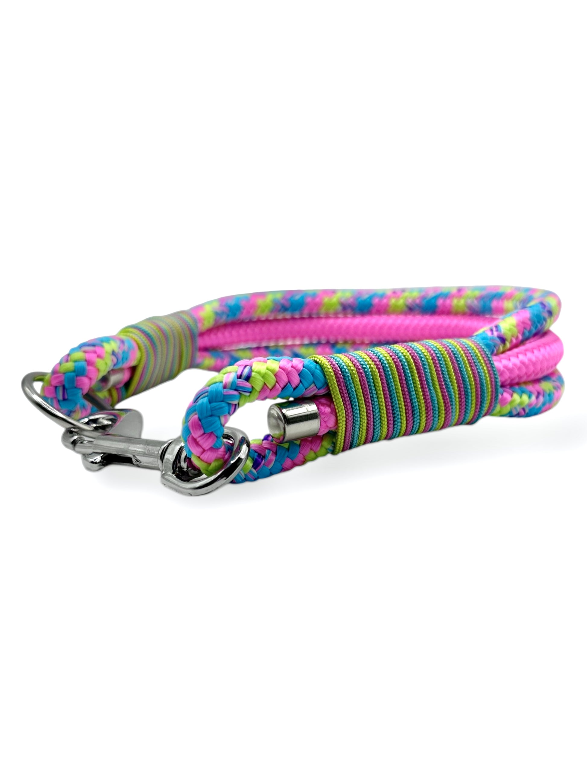 Hunde set bestehend aus Tauhalsband und Tauleine in knalligen Neon Farben. lime, Rosa und Blau. Geeignet für mittlere und große Hunde. Hundeset Bubbel gum
