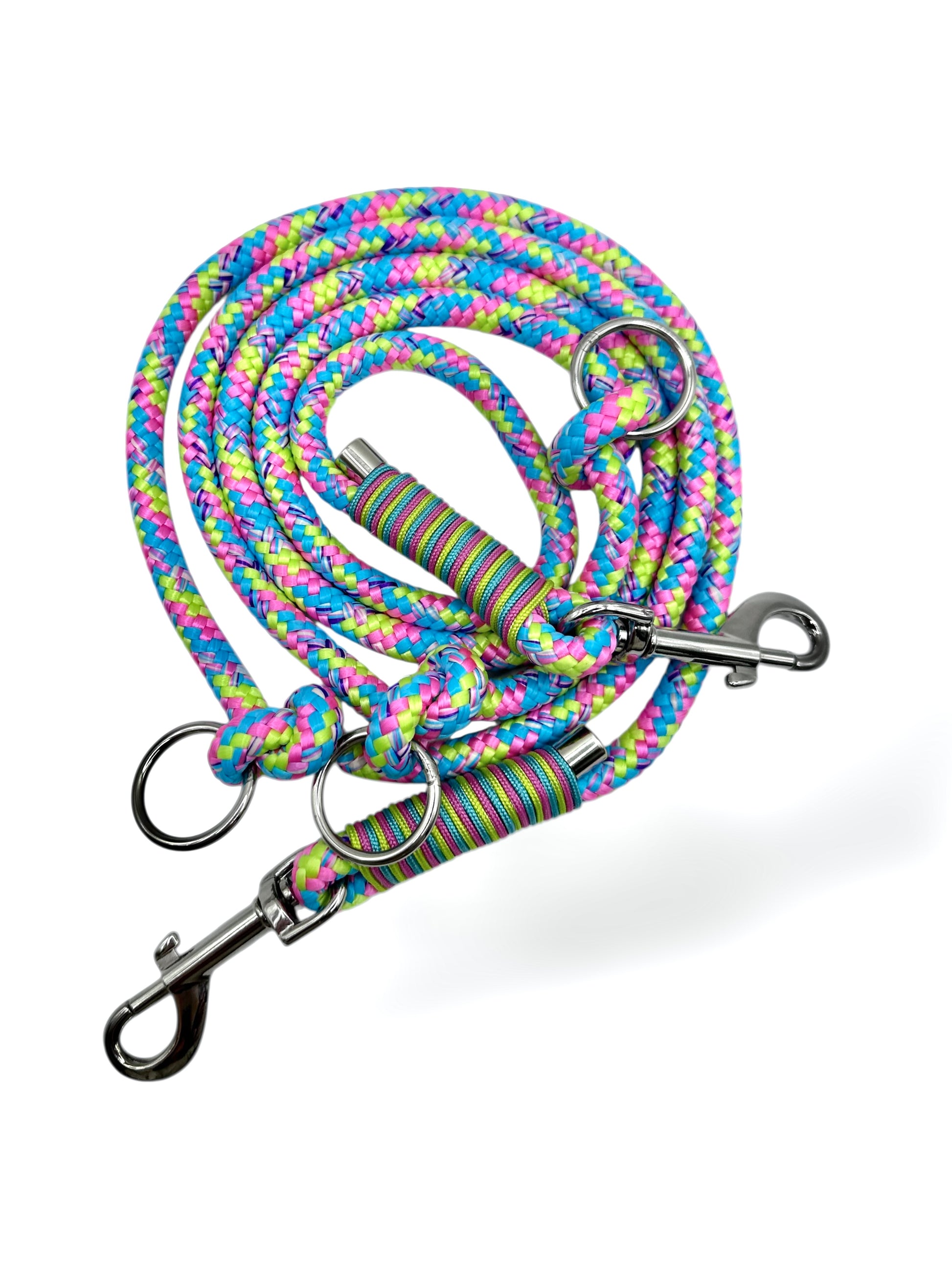 Hunde set bestehend aus Tauhalsband und Tauleine in knalligen Neon Farben. lime, Rosa und Blau. Geeignet für mittlere und große Hunde. Hundeset Bubbel gum