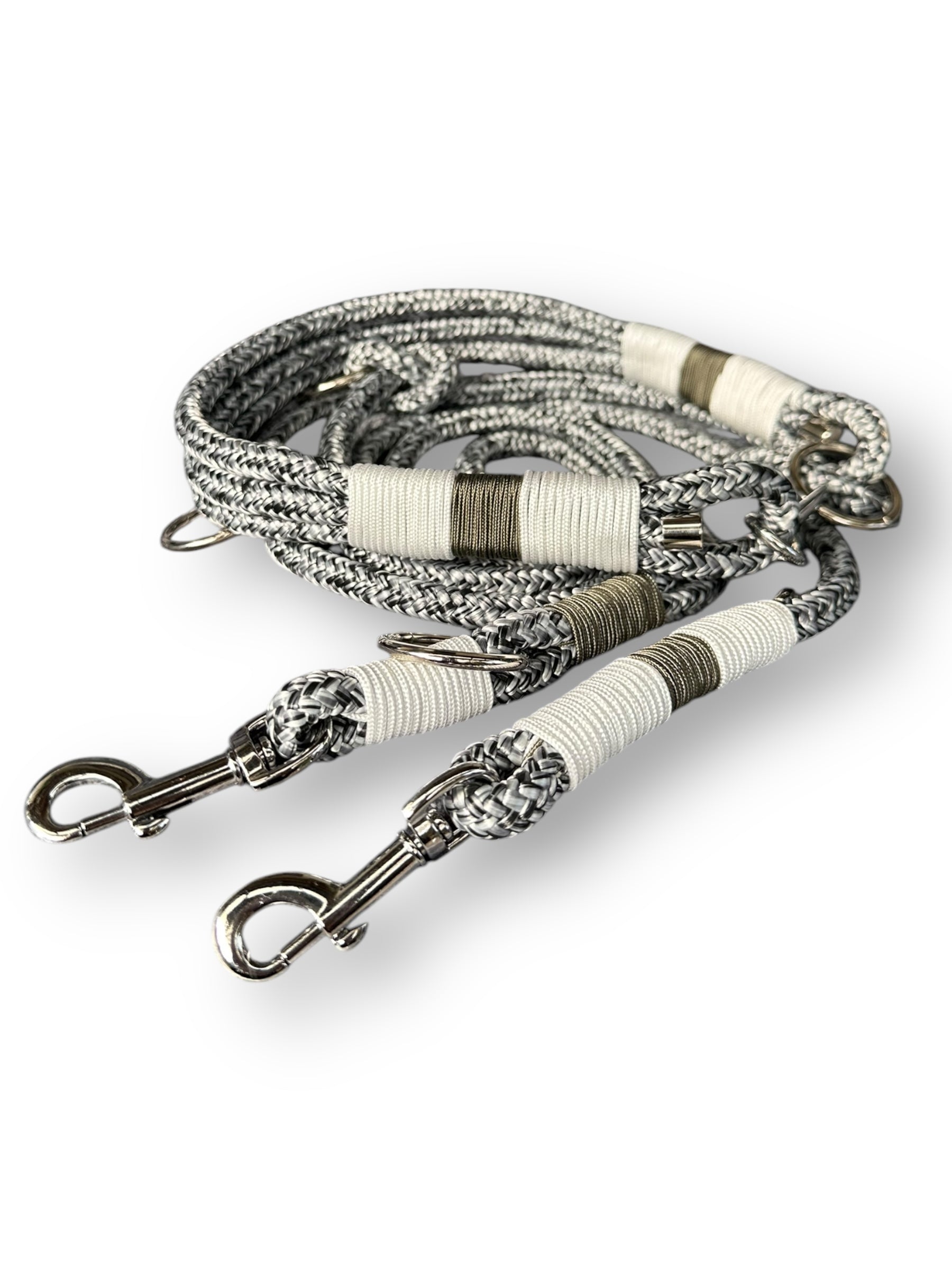 Hundeset aus 10mm Tau in dem Seil Noise mit silber grauen Details