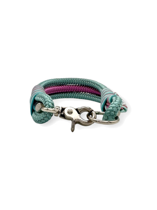 Hundeset aus Leine und Halsband in 8mm starken Tau in den Farben sea grün, Lavendel rosa, turquoise, ice blau und mint blau - Halsband vorne