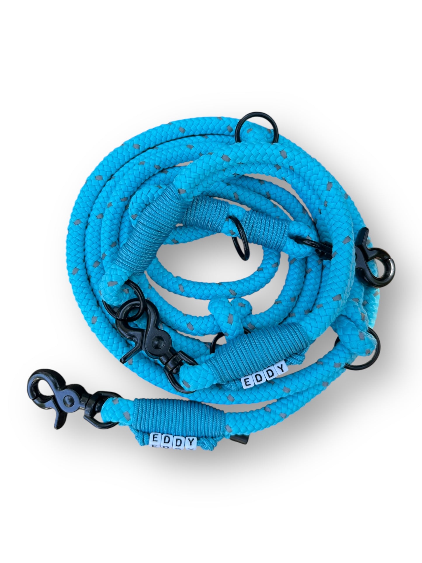 Hundeset aus 10mm starken Tau in der Farbe Türkis mit reflektierenden Details 