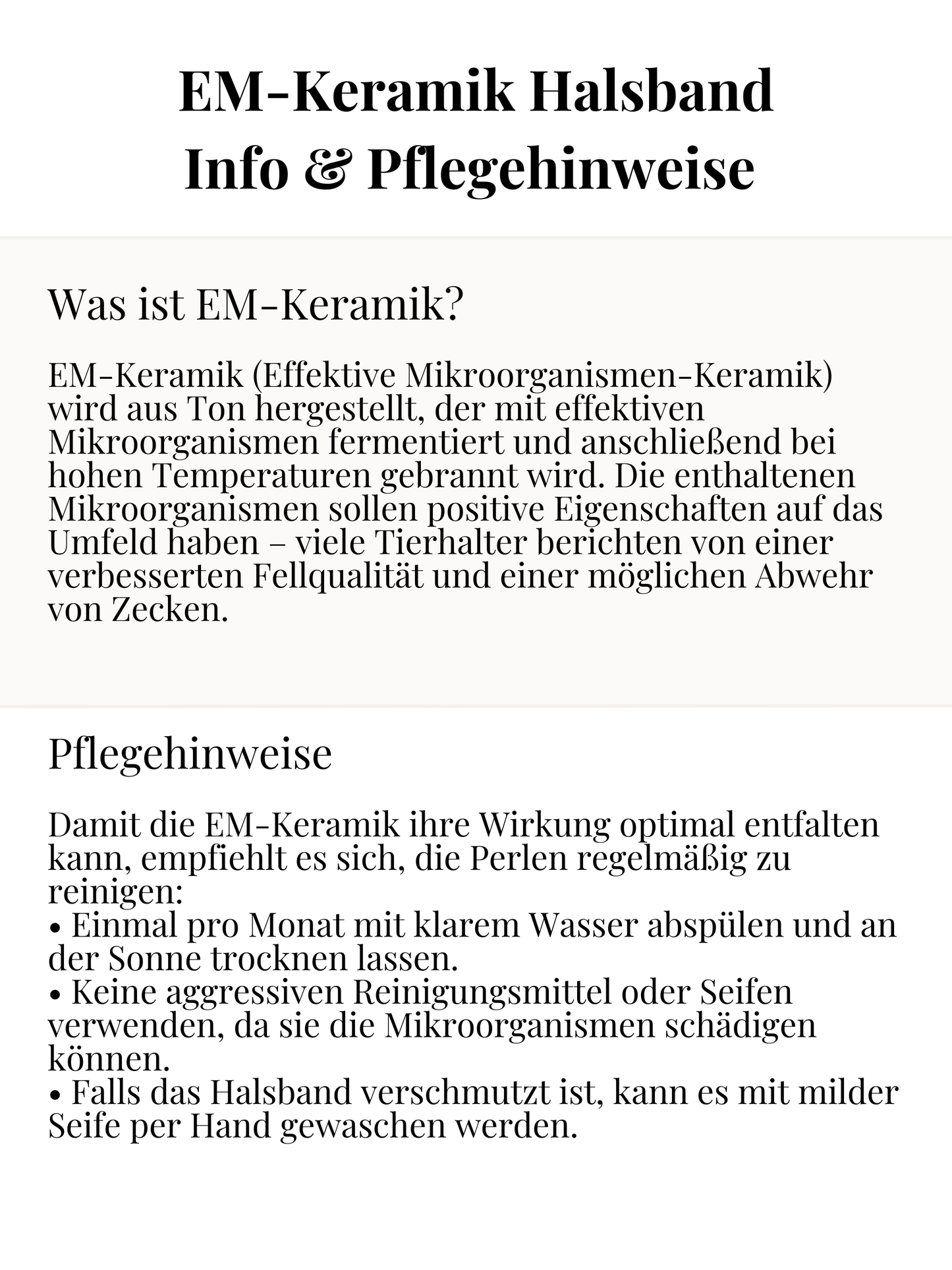 EM-Keramikhalsband – Handgefertigter Schutz für deinen Hund