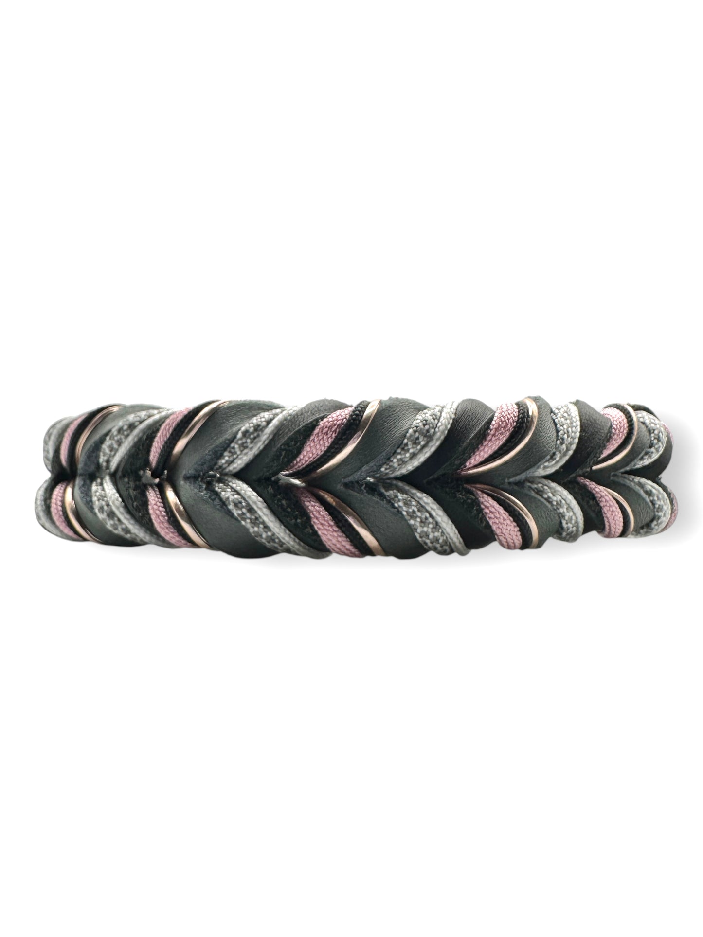 Lederhalsband WEAVE in "Schwarz & Grau"