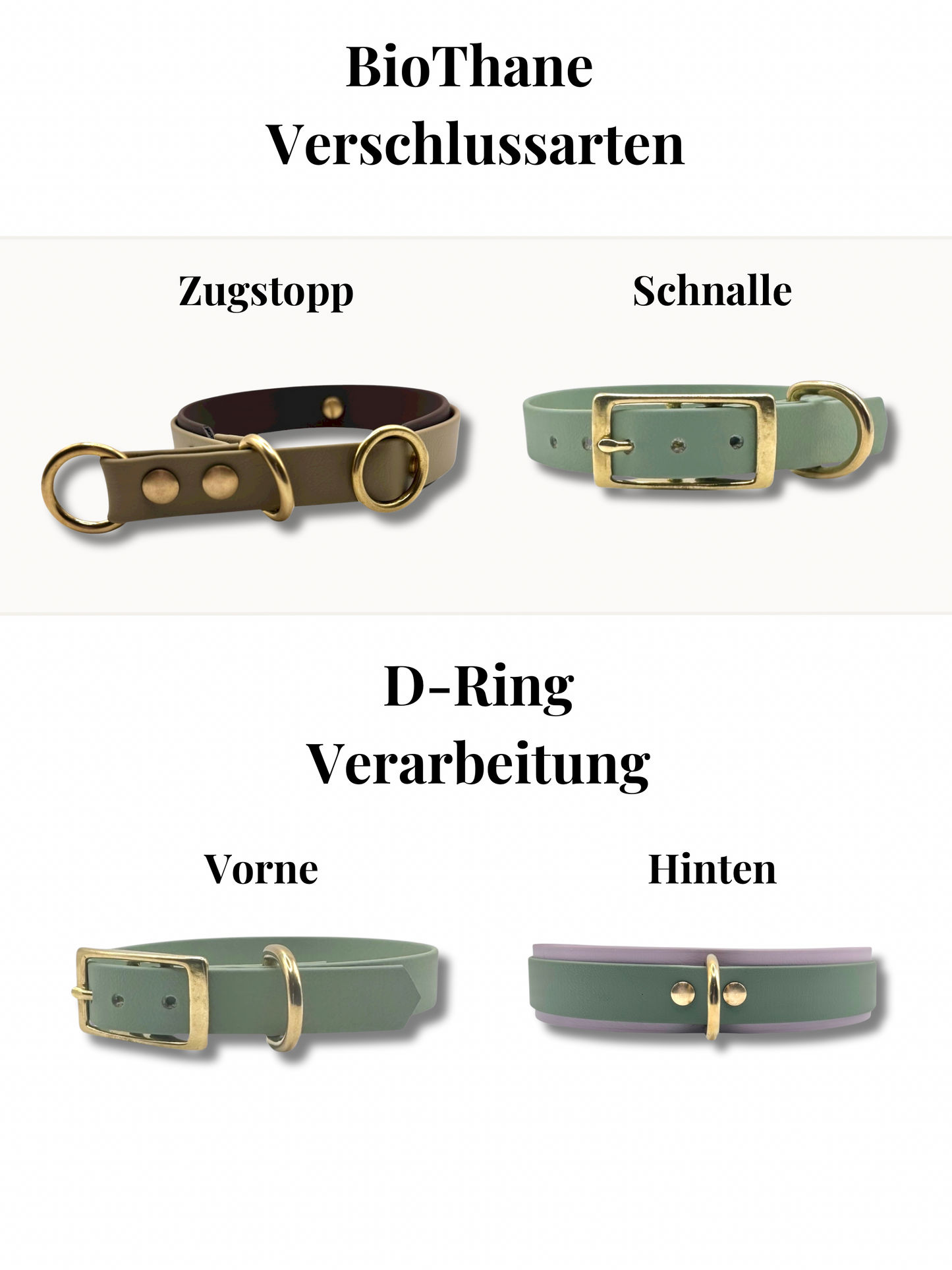 Hier findest du die Infos zu unseren BioThane Verschlüssen und die Verarbeitung unserer D-Ringe