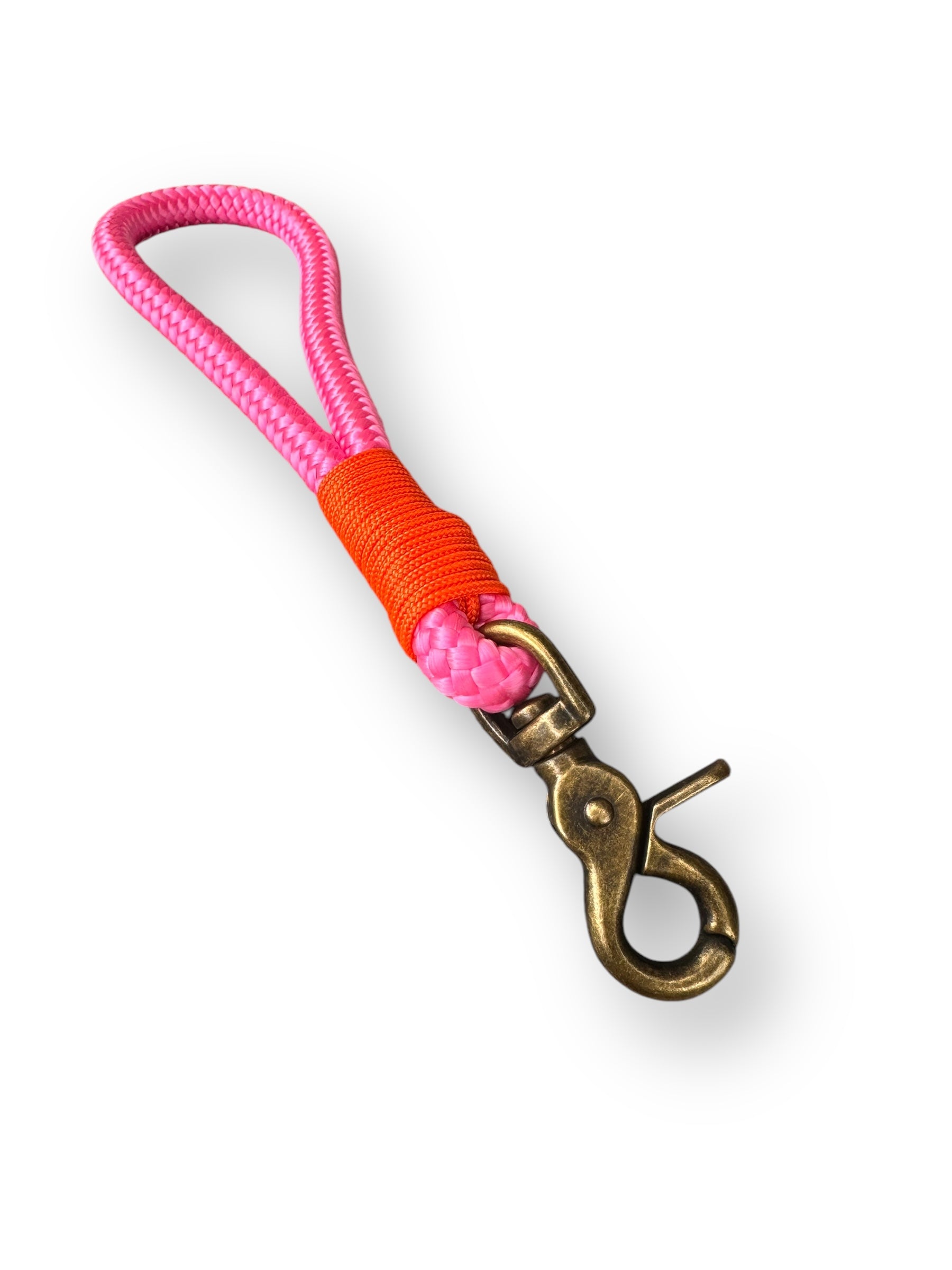 Kurzführer für Hunde aus 10mm starken ppm Tau. In neon rosa und Neon orange 