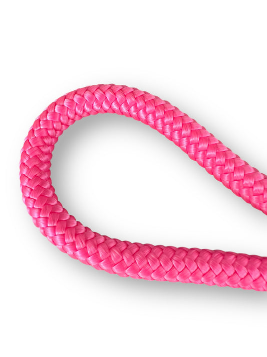 Kurzführer für Hunde aus 10mm starken ppm Tau. In neon rosa und Neon orange Details handschlaufe 
