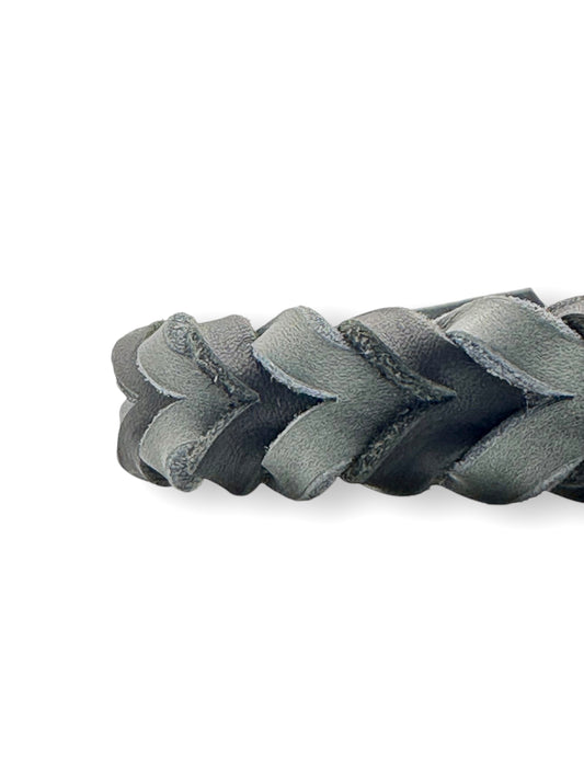 Hundehalsband aus Fettleder in Schwarz und Grau. Lederhalsband in verschiedenen Breiten erhältlich.