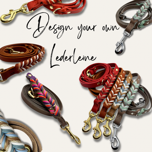 Lederleine zum selber designen. Länge, Breite, Farben und viele mehr frei wählbar