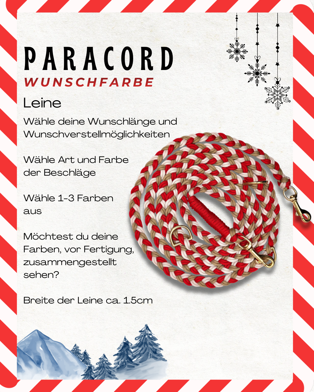 Paracord hundezubehör in deiner Wunschfarbe limitierte Winter Farben. Leine, Halsband oder Set. Passend für alle Hunde da es an das Gewicht angepasst wird.