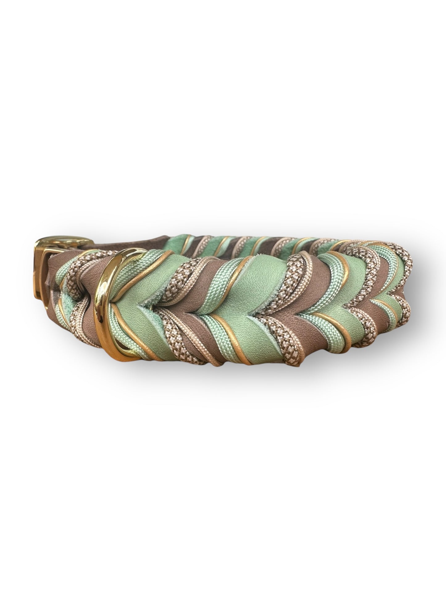 Lederhalsband "Mint & Taupe"