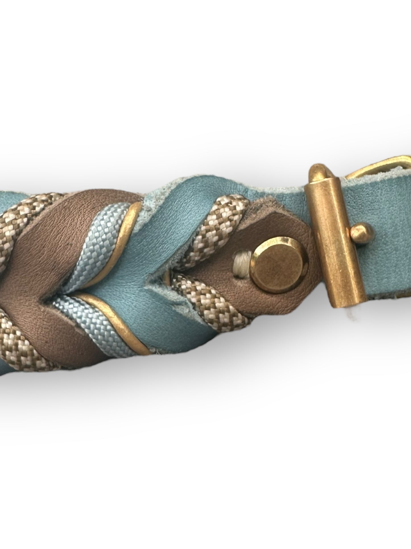 Lederhalsband "Ice Blau & Taupe"