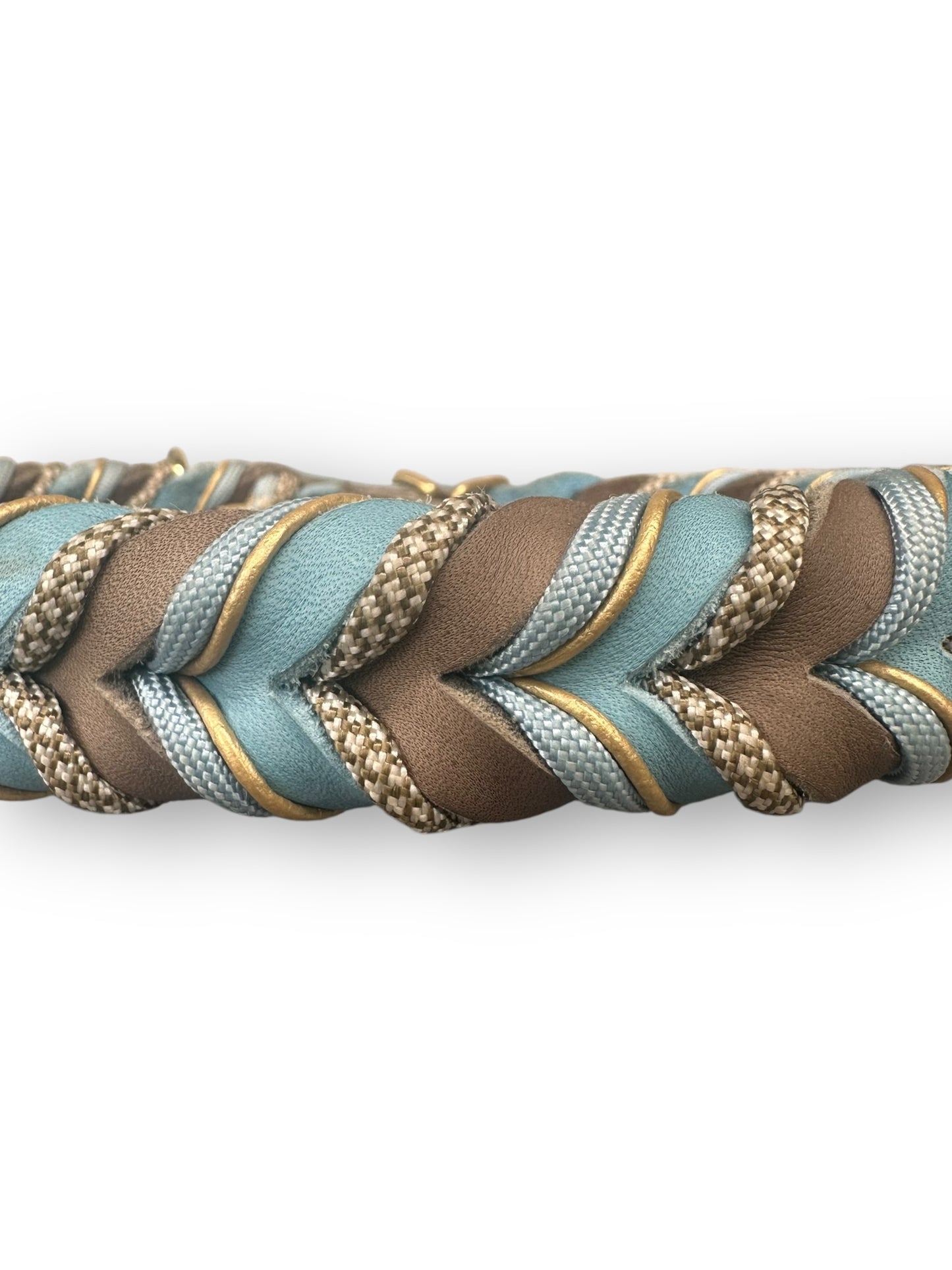 Lederhalsband "Ice Blau & Taupe"