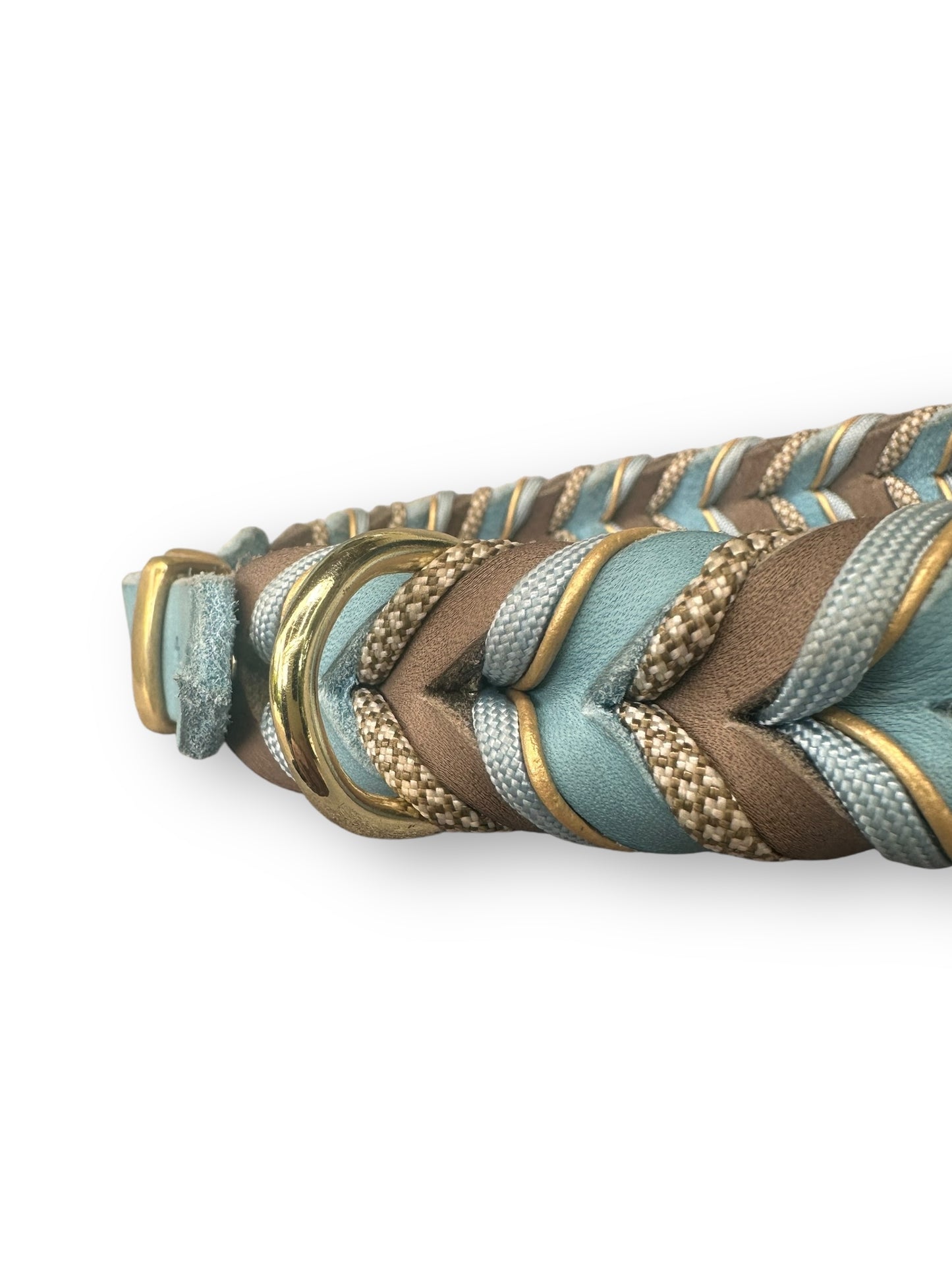 Lederhalsband "Ice Blau & Taupe"