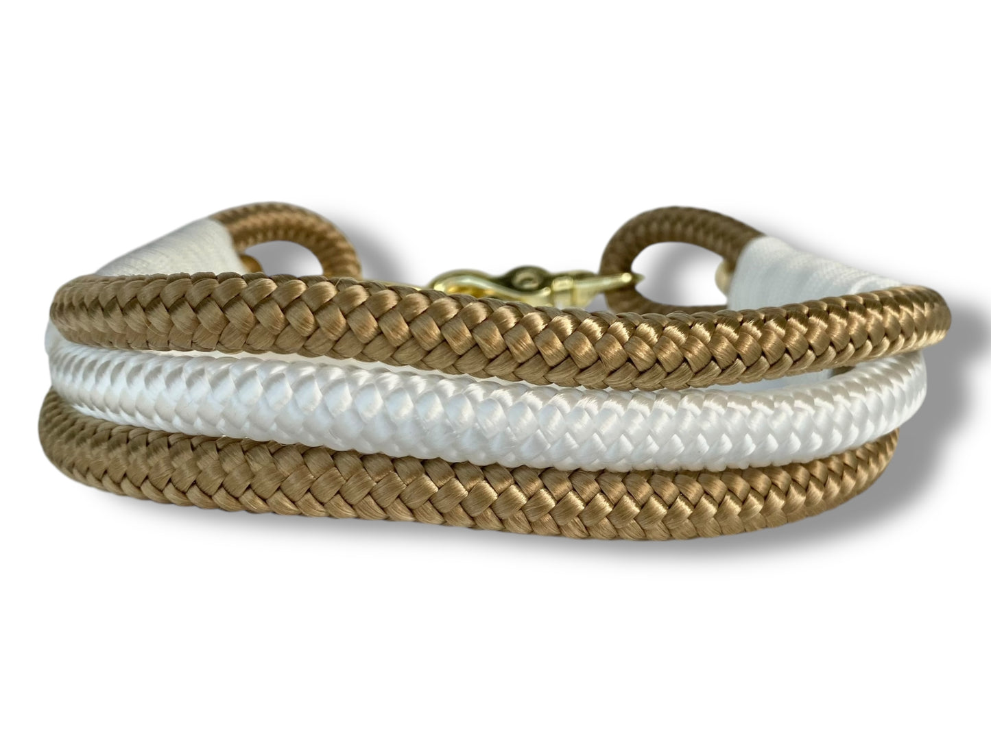 Tau-Set 10mm bestehend aus "Gold Braun & Weiß" Seil, "Snow Weiß" Umwickelung