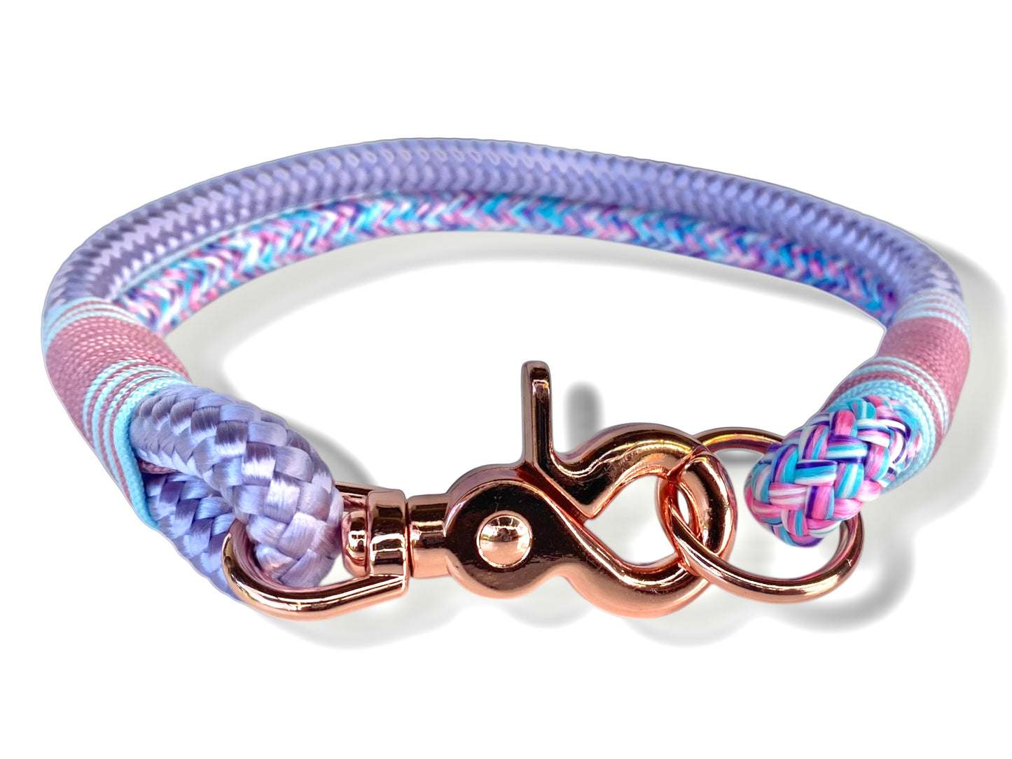 Tau-Halsband 10mm bestehend aus "Little Pony & Lila" Seil, "Pastel Rosa & Pastel Blau" Umwickelung