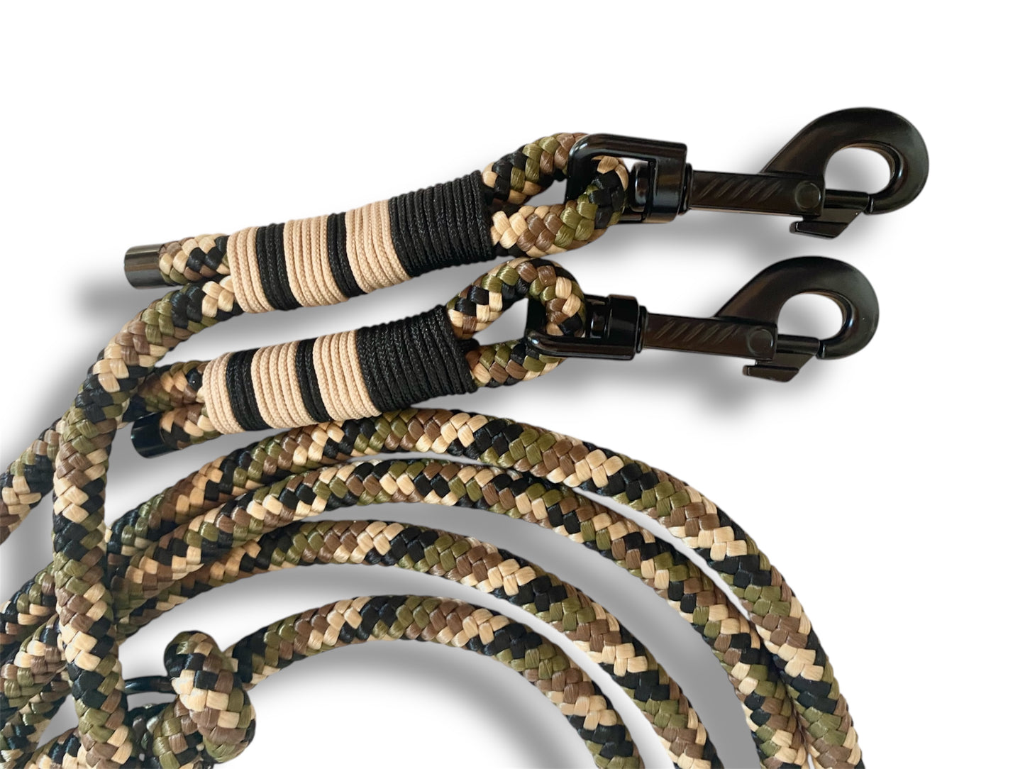 Tau-Leine 10mm bestehend aus "Camouflage" Seil, "Mocca & Schwarz" Umwickelung