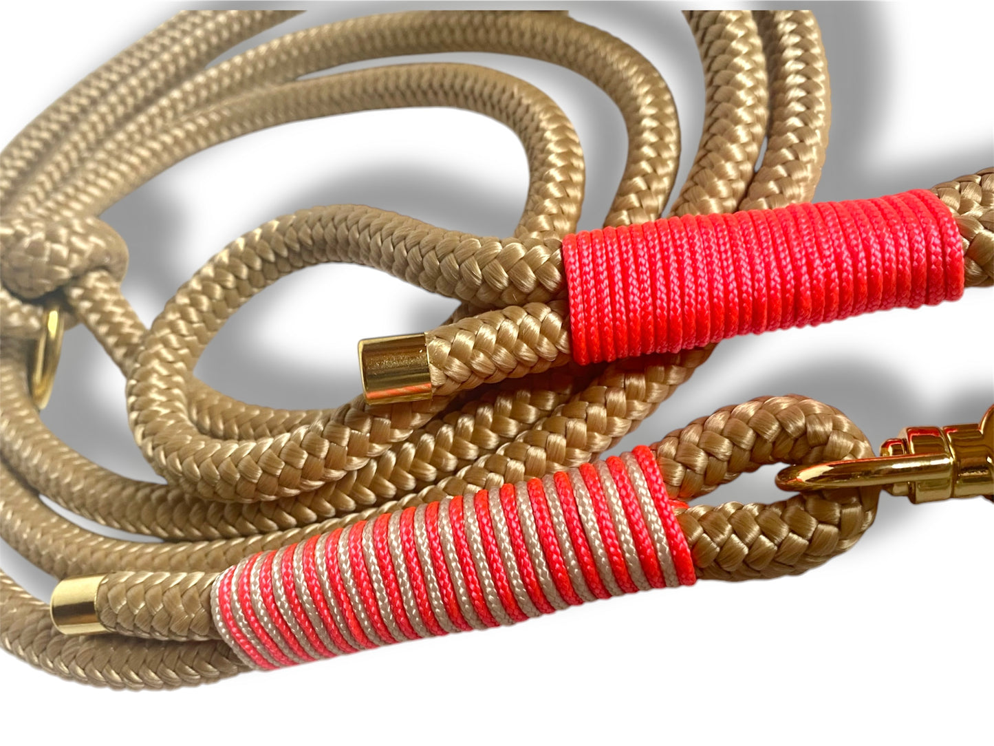 Tau-Leine 10mm bestehend aus "Sand" Seil, "Salmon Rosa & Cream" Umwickelung