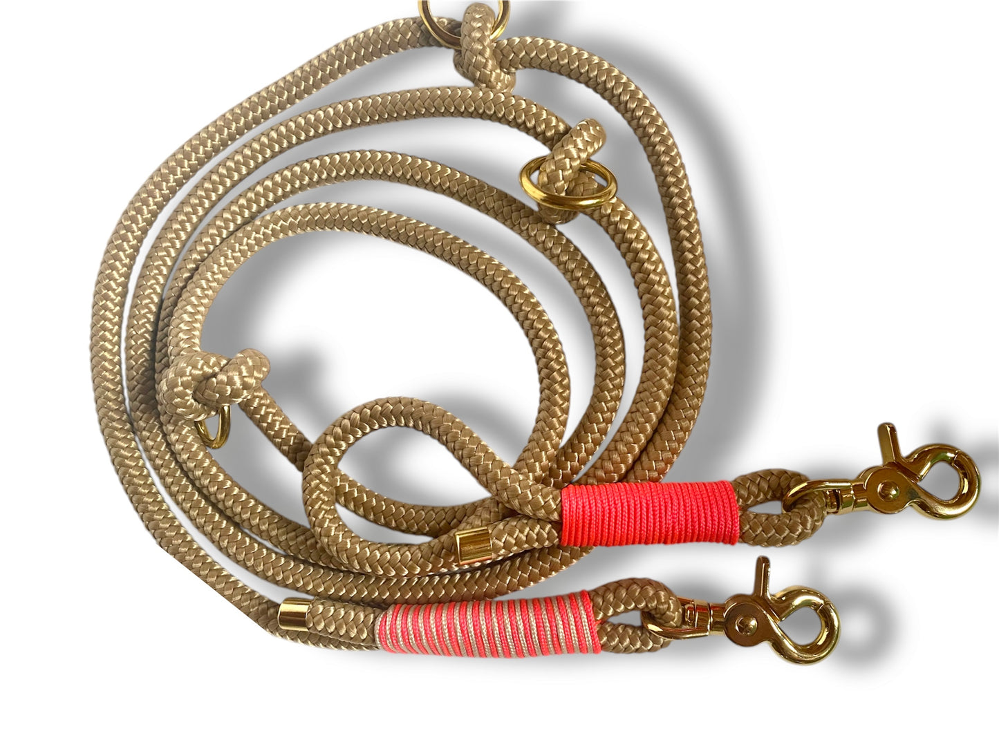 Tau-Leine 10mm bestehend aus "Sand" Seil, "Salmon Rosa & Cream" Umwickelung