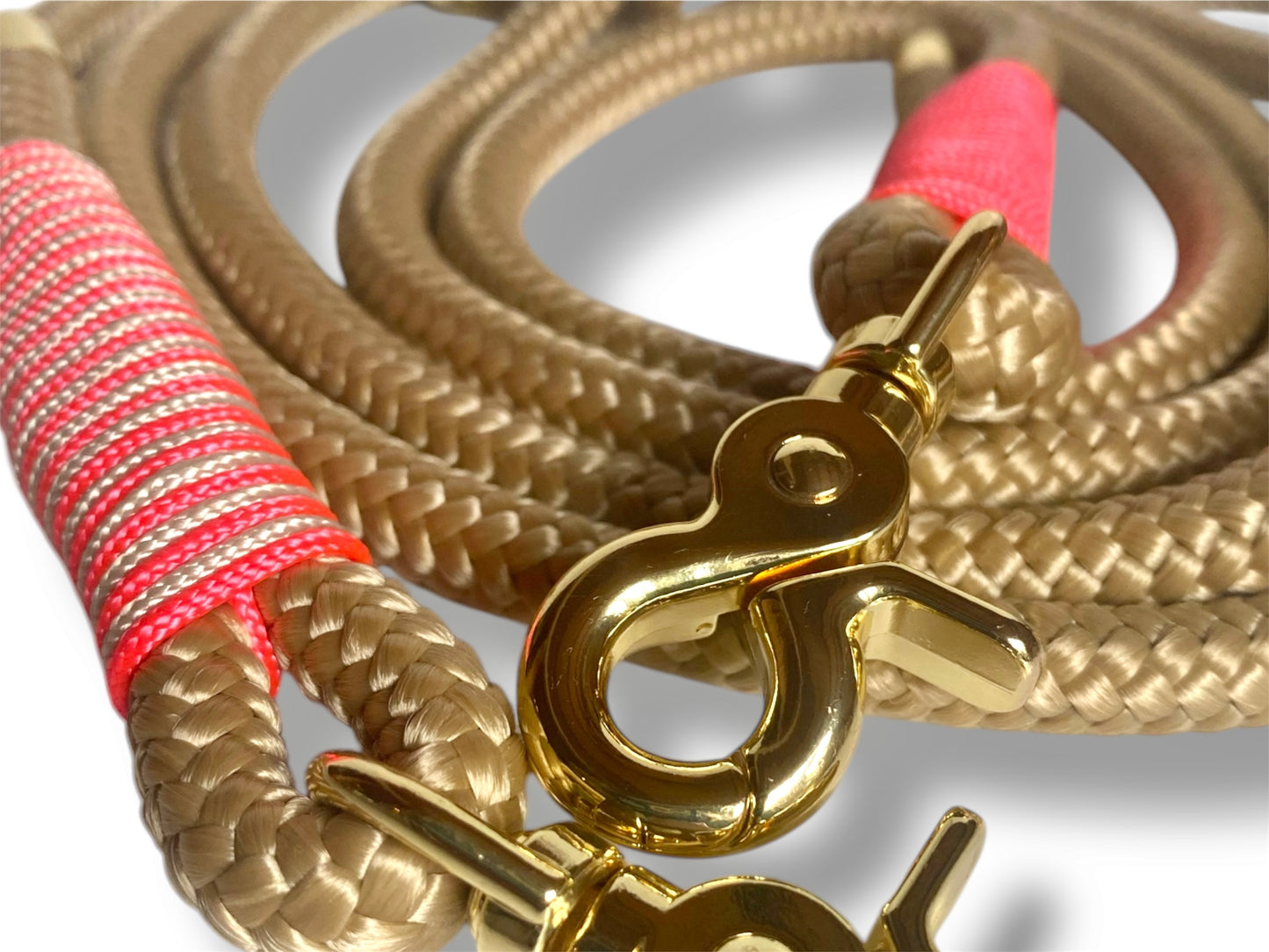 Tau-Leine 10mm bestehend aus "Sand" Seil, "Salmon Rosa & Cream" Umwickelung