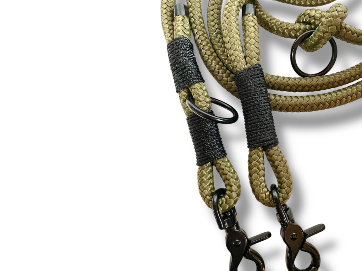 Tau-Leine 10mm bestehend aus "Military Grün" Seil & "Schwarz" Umwickelung