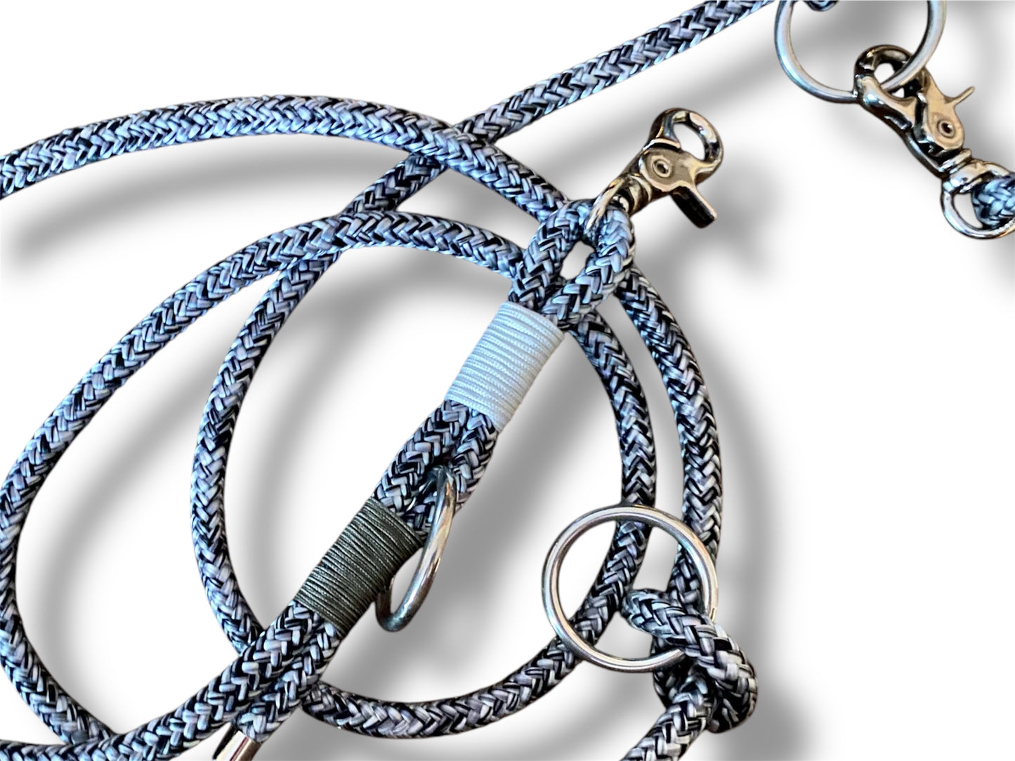 Tau-Leine 10mm bestehend aus "Noise" Seil, "Weiß & Foliage Grün" Umwickelung