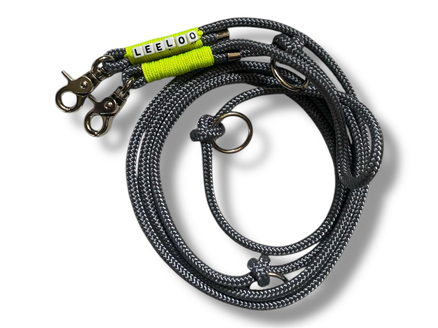 Tau-Leine 8mm bestehend aus "Charcoal Grau" Seil & "Ultra Neon Gelb" Umwickelung