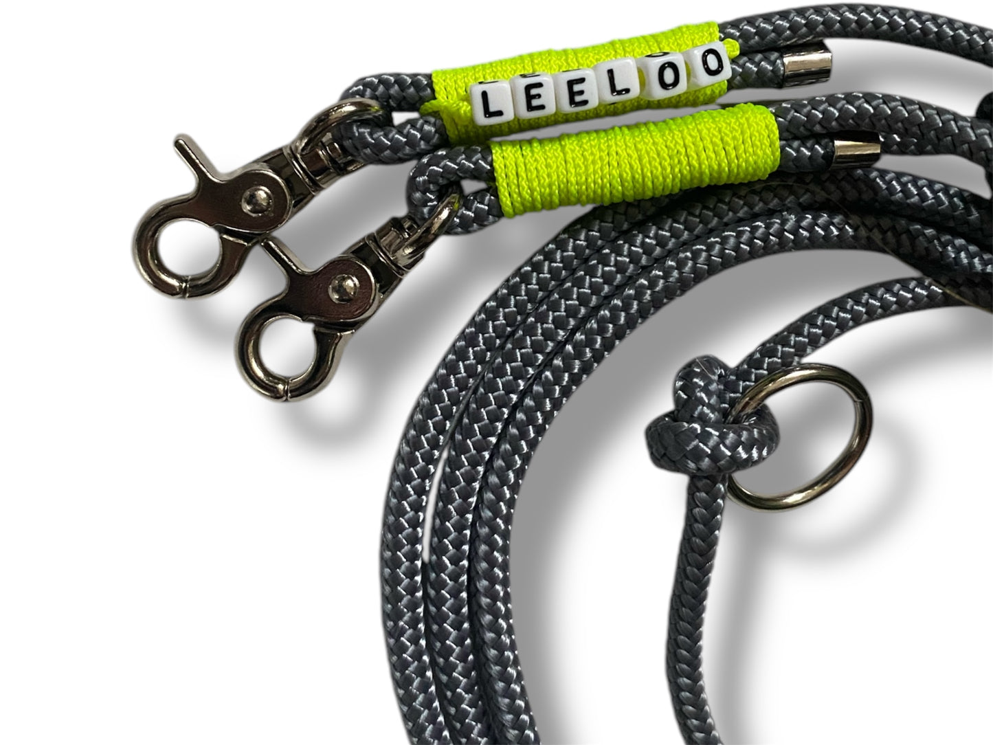 Tau-Leine 8mm bestehend aus "Charcoal Grau" Seil & "Ultra Neon Gelb" Umwickelung