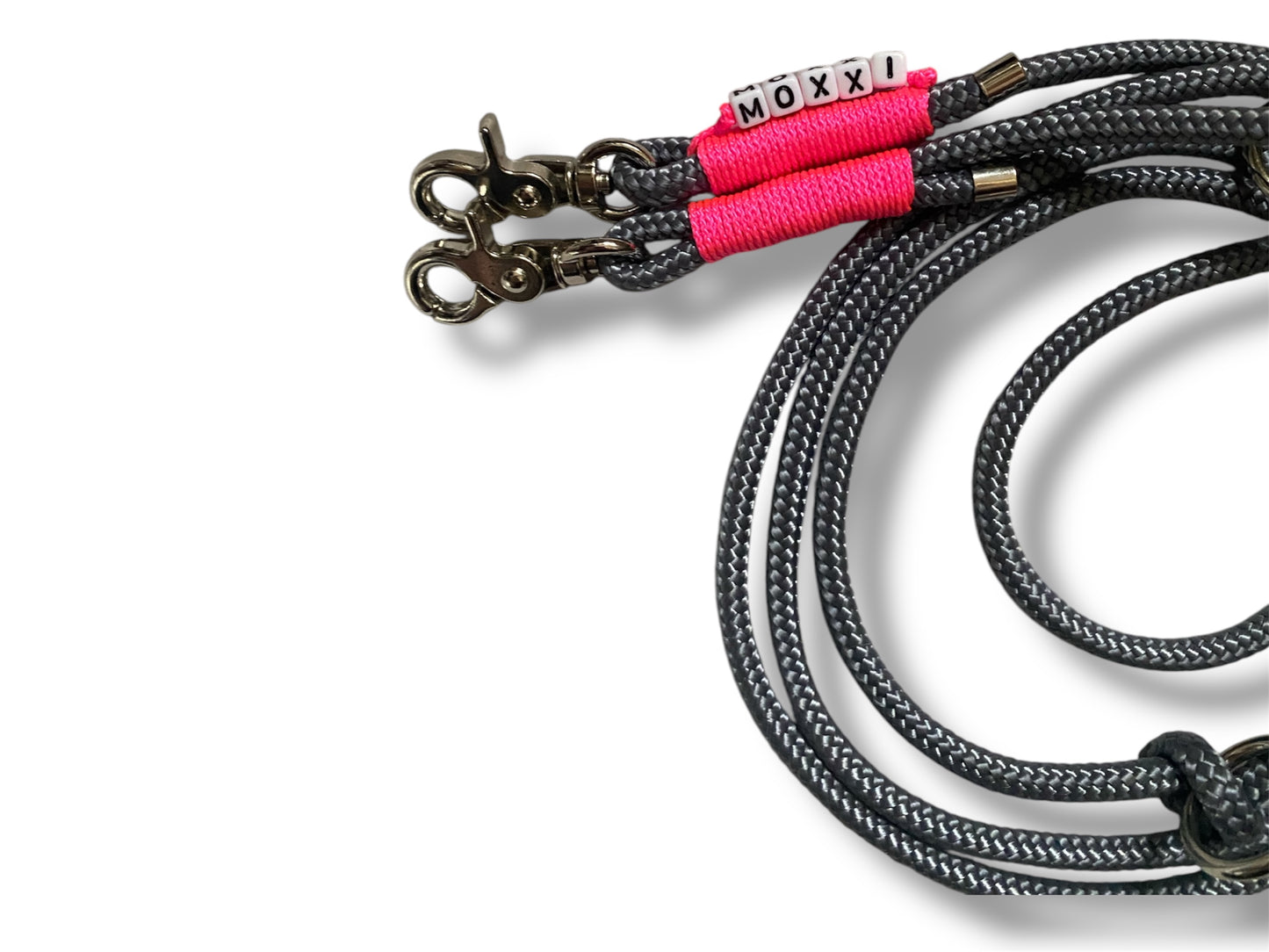 Tau-Leine 8mm bestehend aus "Charcoal Grau" Seil & "Neon Rosa" Umwickelung