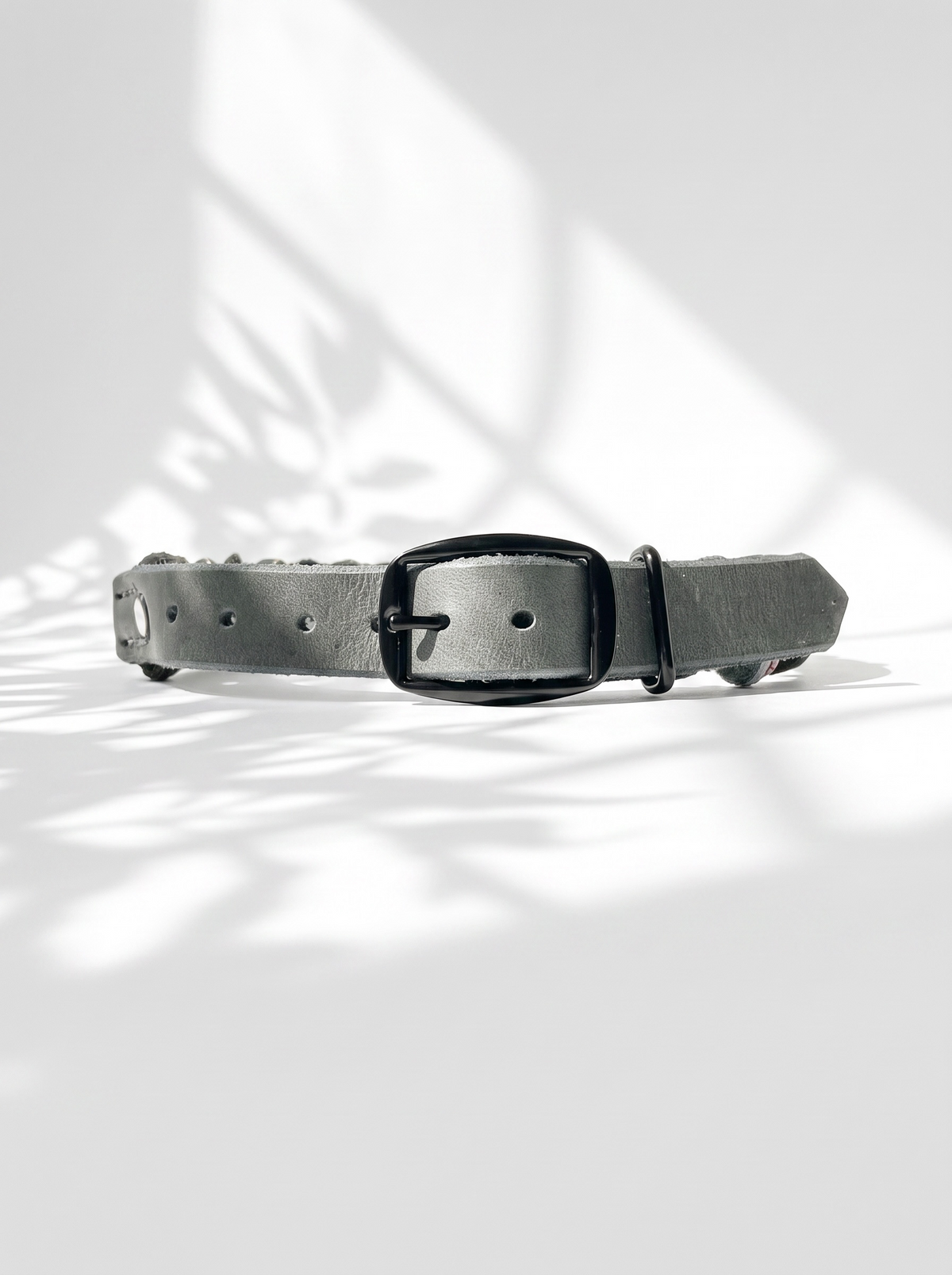 Lederhalsband WEAVE in SCHWARZ X GRAU