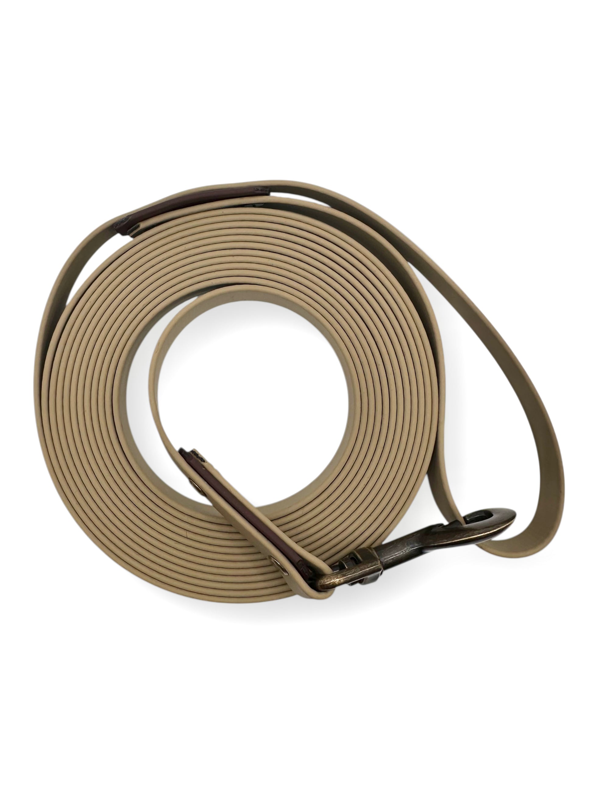 Schleppleine aus BioThane in beige. Länge zwischen 5 bis 20 m wählbar. Breite 16mm